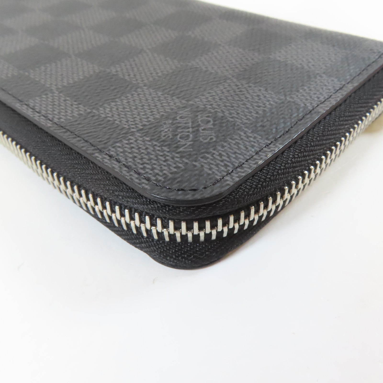 LOUIS VUITTON Damier Graphite Zippy Wallet Vertical銀扣長錢包黑色