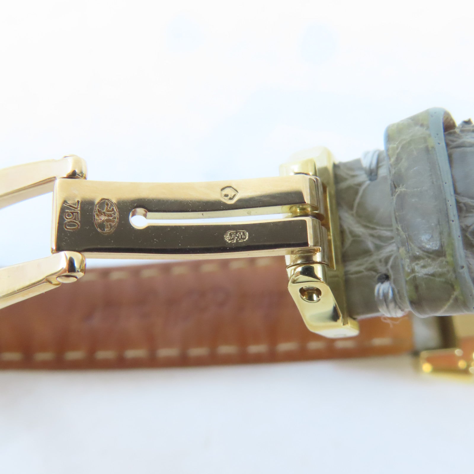 JAEGER-LECOULTRE Reverso Duetto18K黃金/鱷魚皮革手錶自動機芯銀色#15.25cm