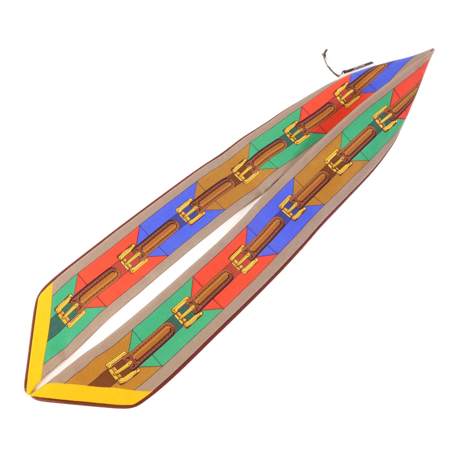 HERMES 絲質/皮革Twilly絲巾