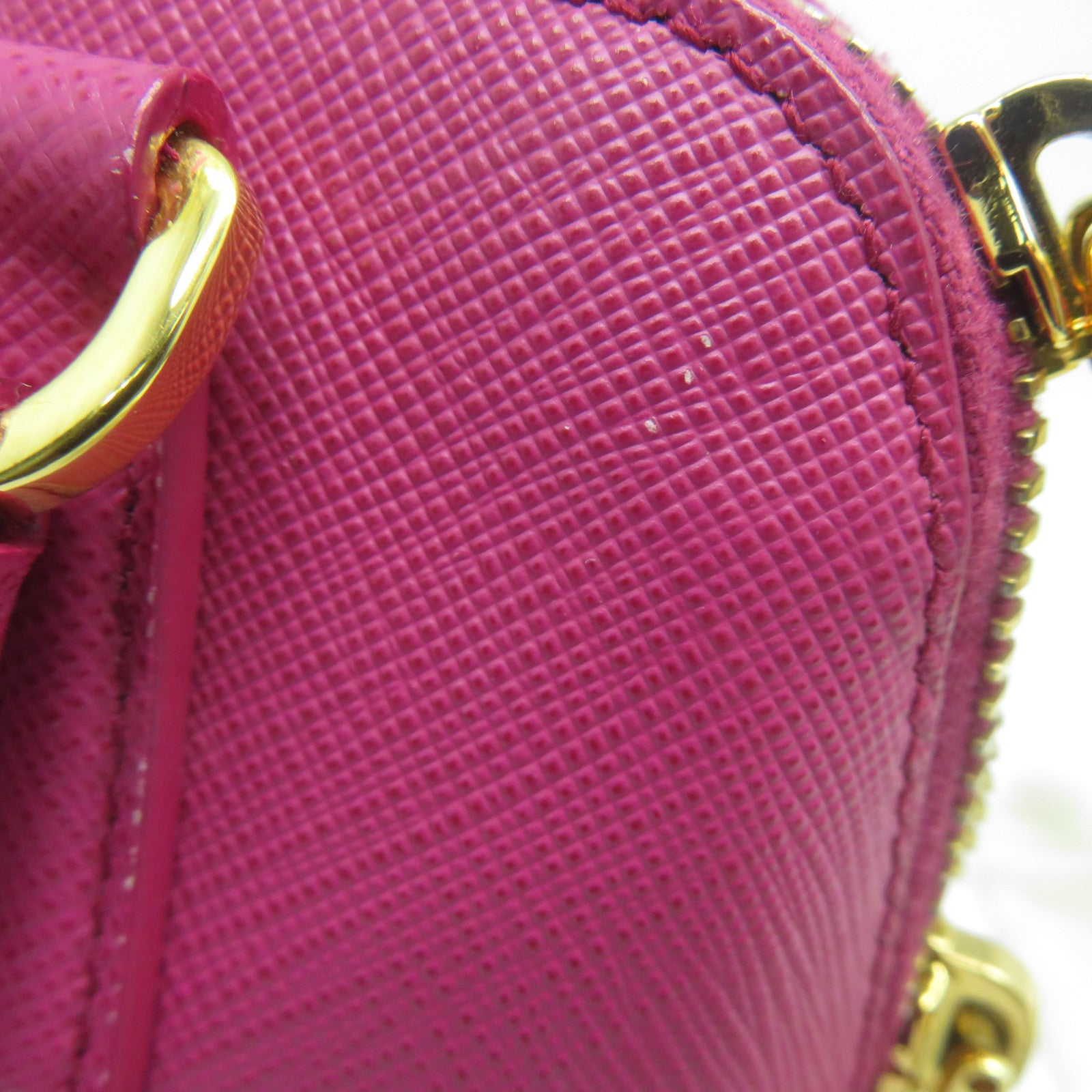 PRADA 牛皮皮革2 Way Shoulder金扣手挽肩背兩用袋粉紅色