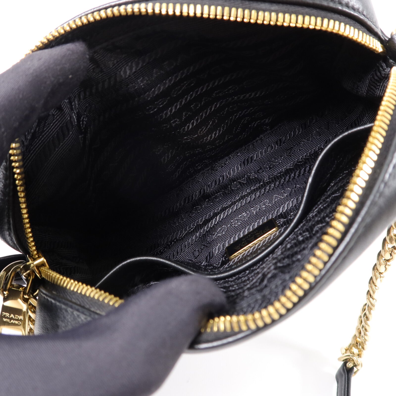PRADA 牛皮皮革Shoulder Bag鏈帶肩背袋