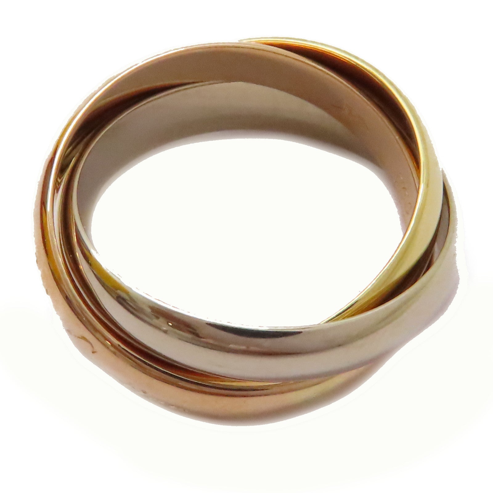CARTIER 18K黃金/白金/玫瑰金Trinity戒指US#5.75/Cartier#51