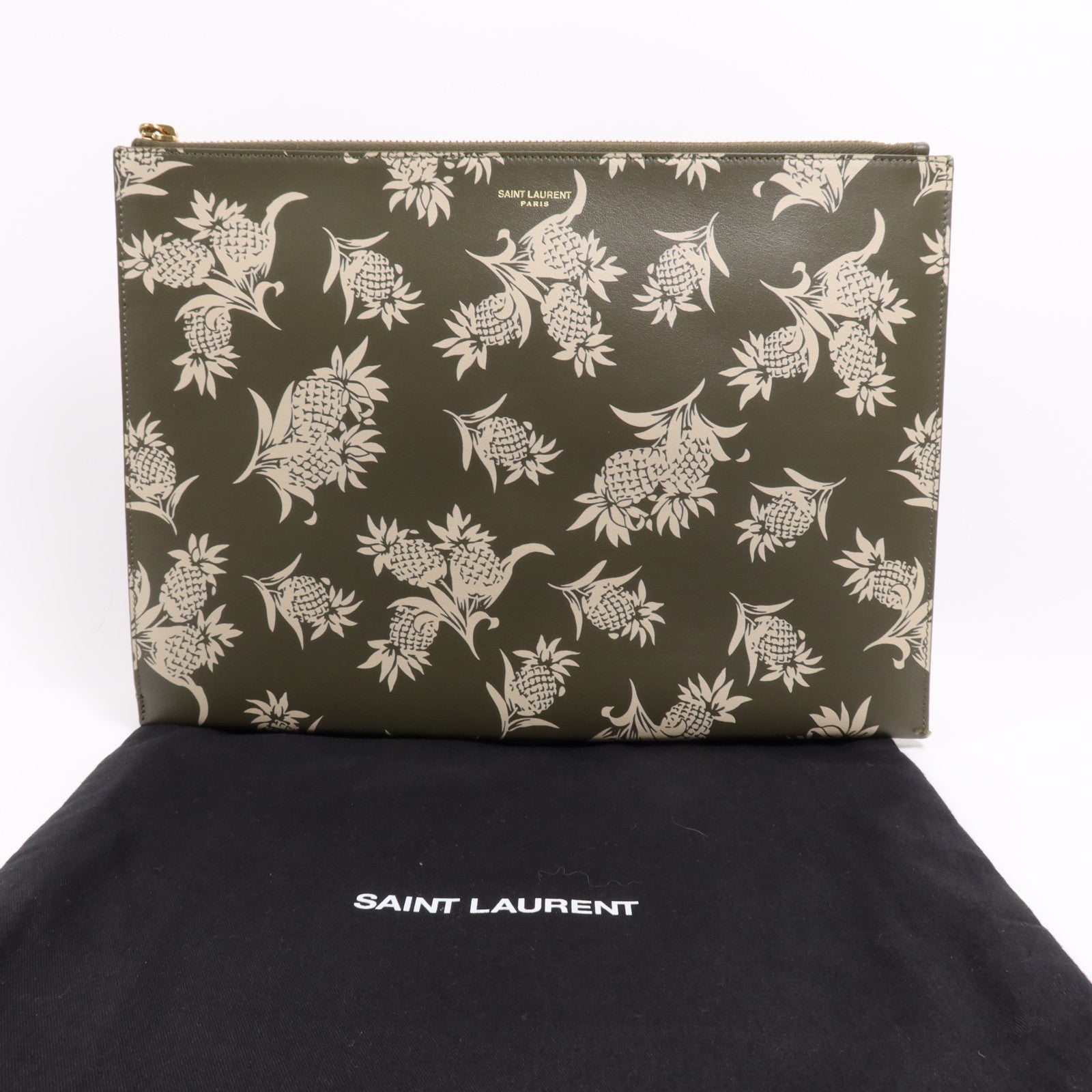 YVES SAINT LAURENT 牛皮皮革Pouch金扣手拿包