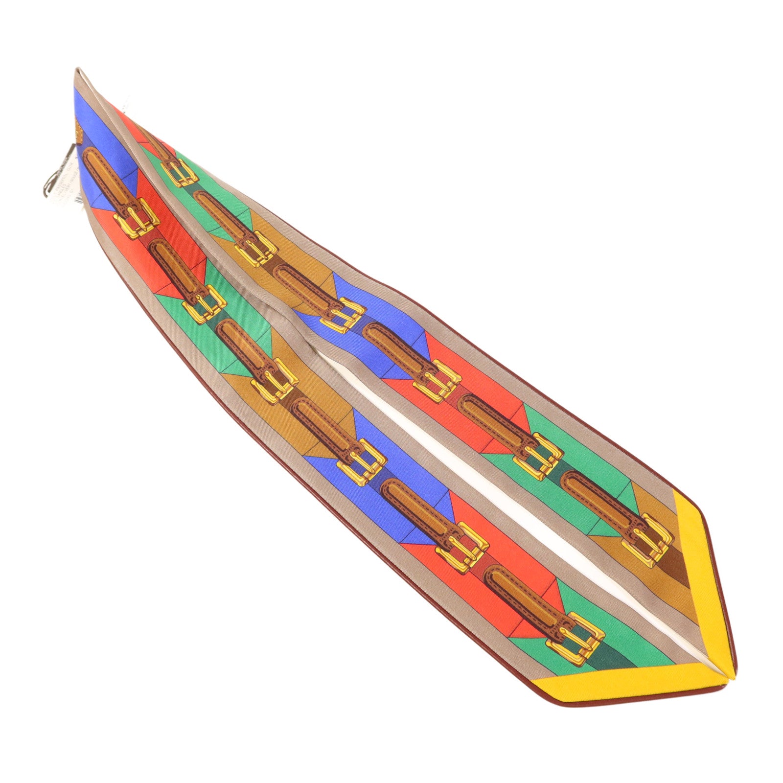 HERMES 絲質/皮革Twilly絲巾