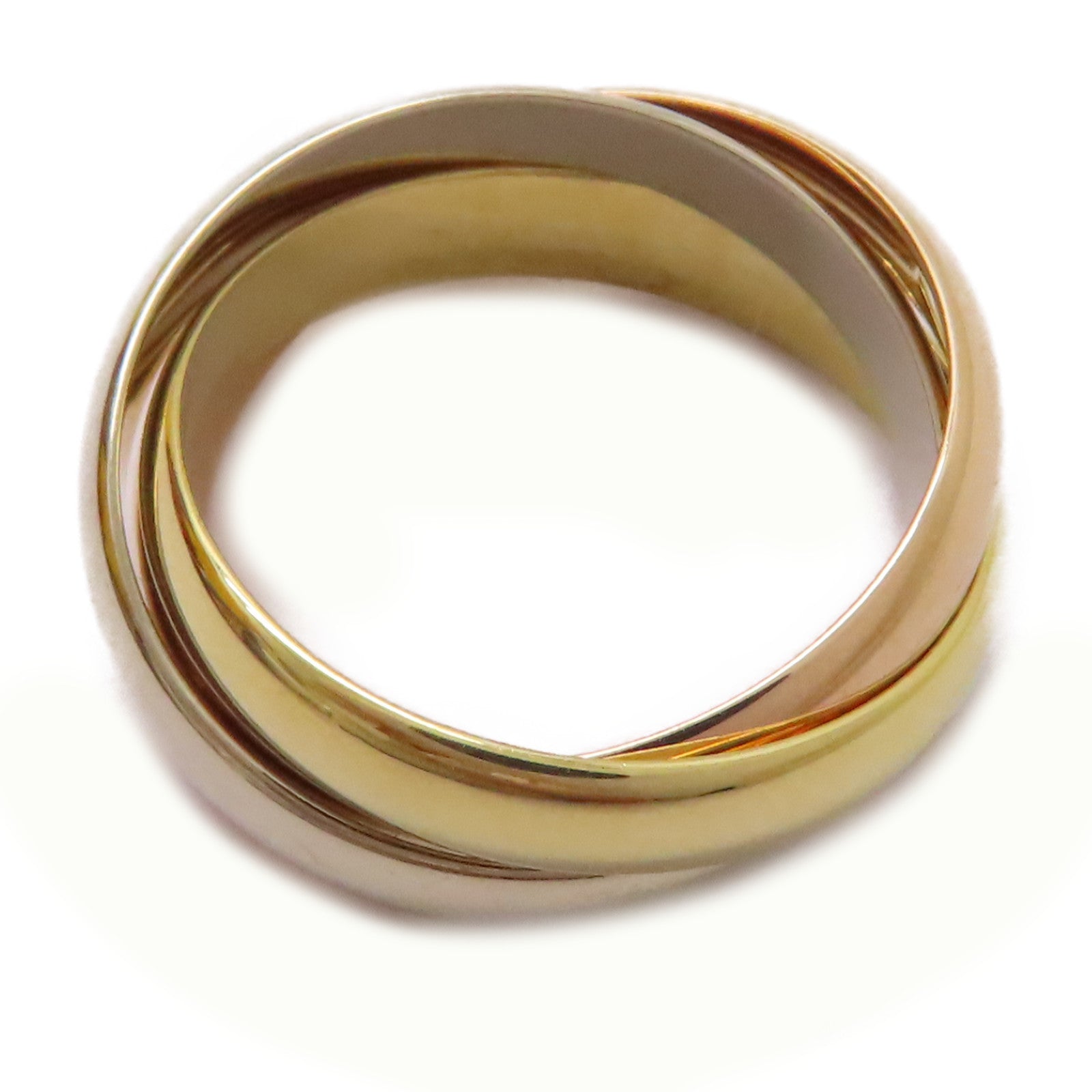 CARTIER 18K黃金/白金/玫瑰金Trinity戒指US#5.75/Cartier#51