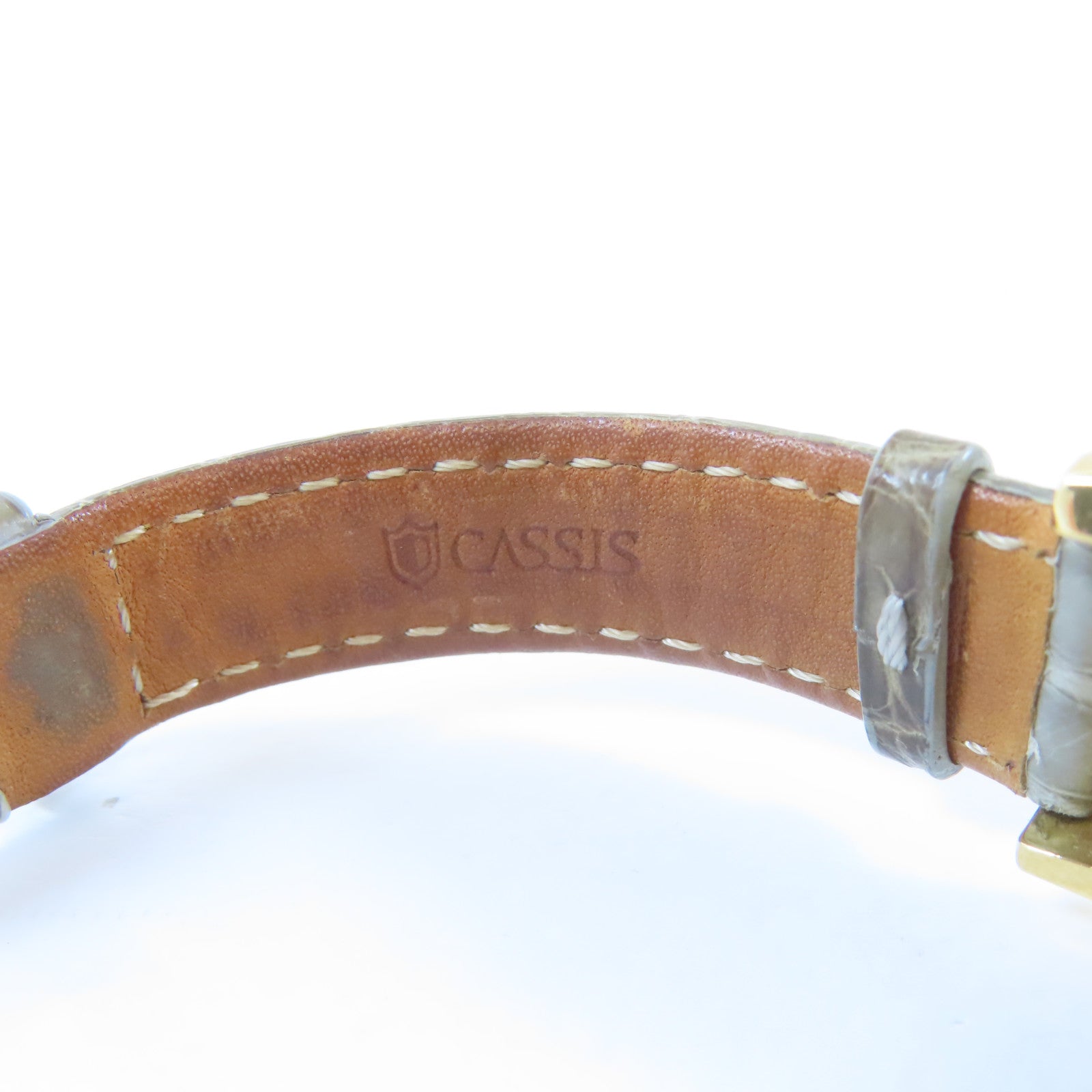 JAEGER-LECOULTRE Reverso Duetto18K黃金/鱷魚皮革手錶自動機芯銀色#15.25cm