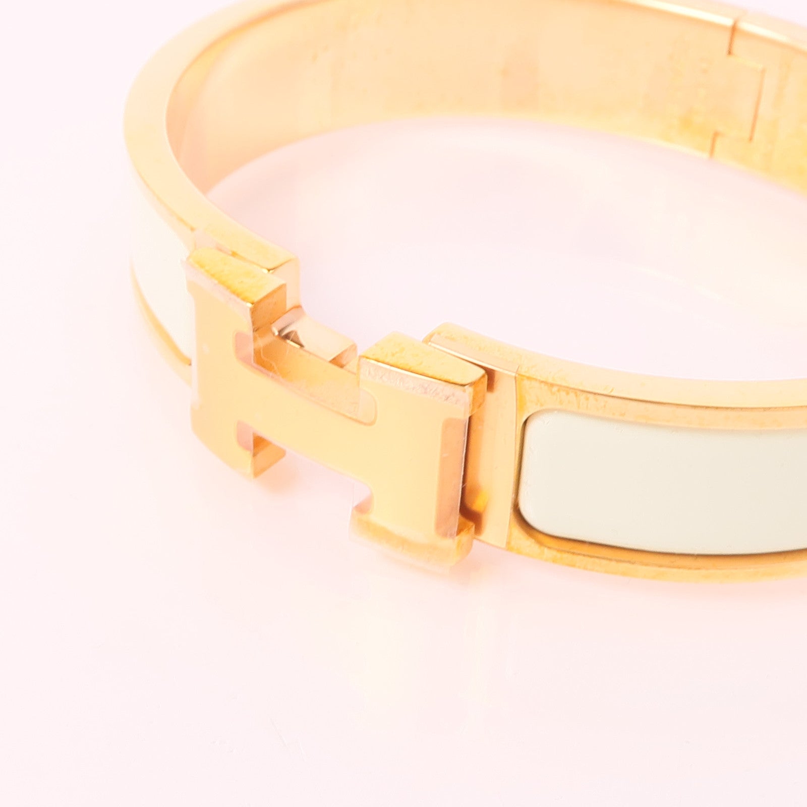 HERMES 琺瑯/金屬Clic H Bracelet手鐲Vert Criquet