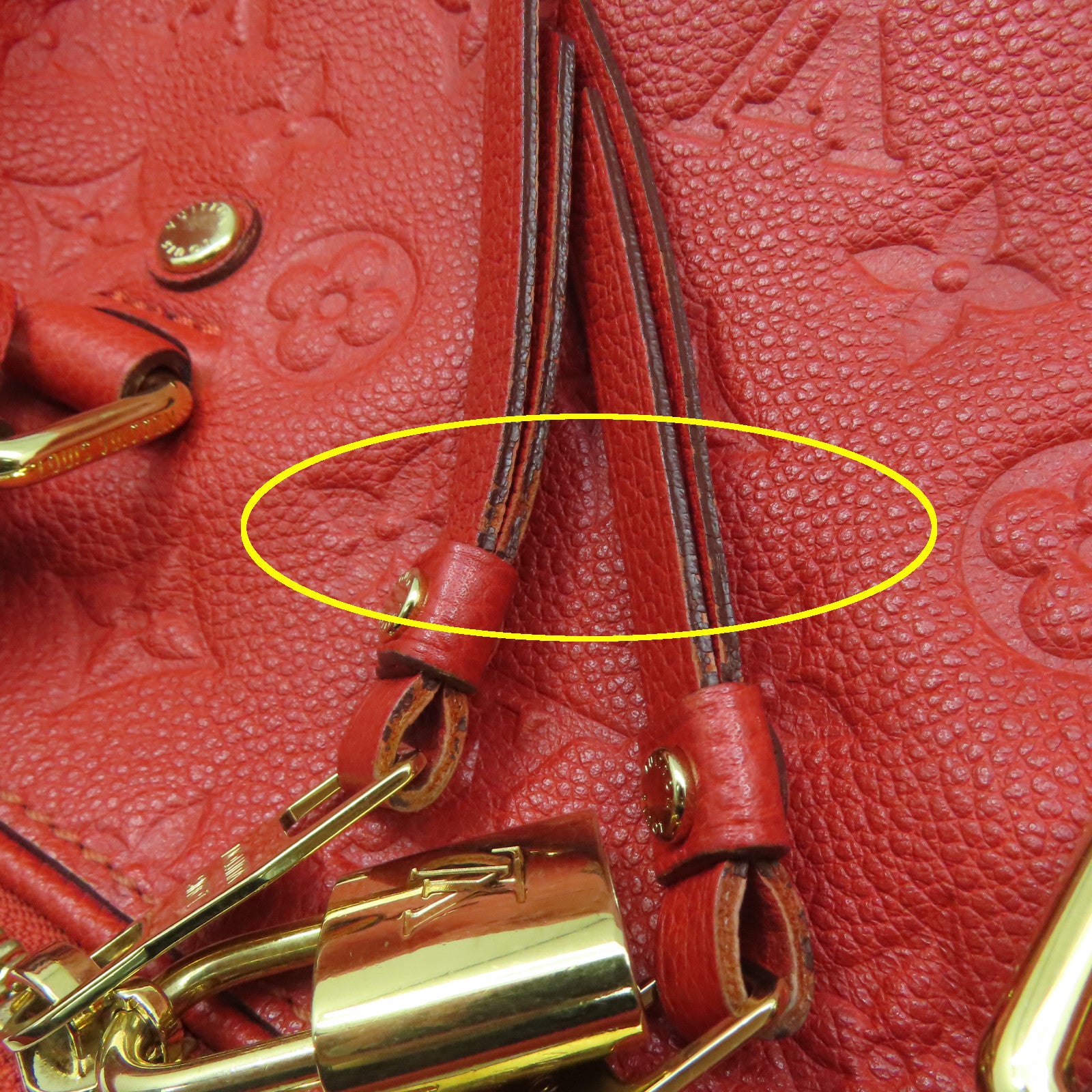 LOUIS VUITTON 【激減優惠】Monogram Empreinte Speedy 25 Bandouliere金扣手挽肩背兩用袋橙色