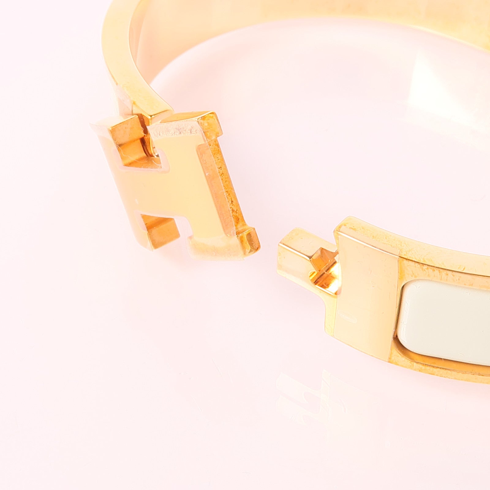 HERMES 琺瑯/金屬Clic H Bracelet手鐲Vert Criquet