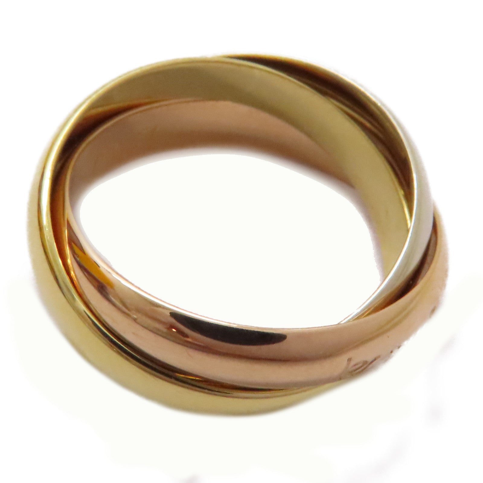 CARTIER 18K黃金/白金/玫瑰金Trinity戒指US#5.75/Cartier#51