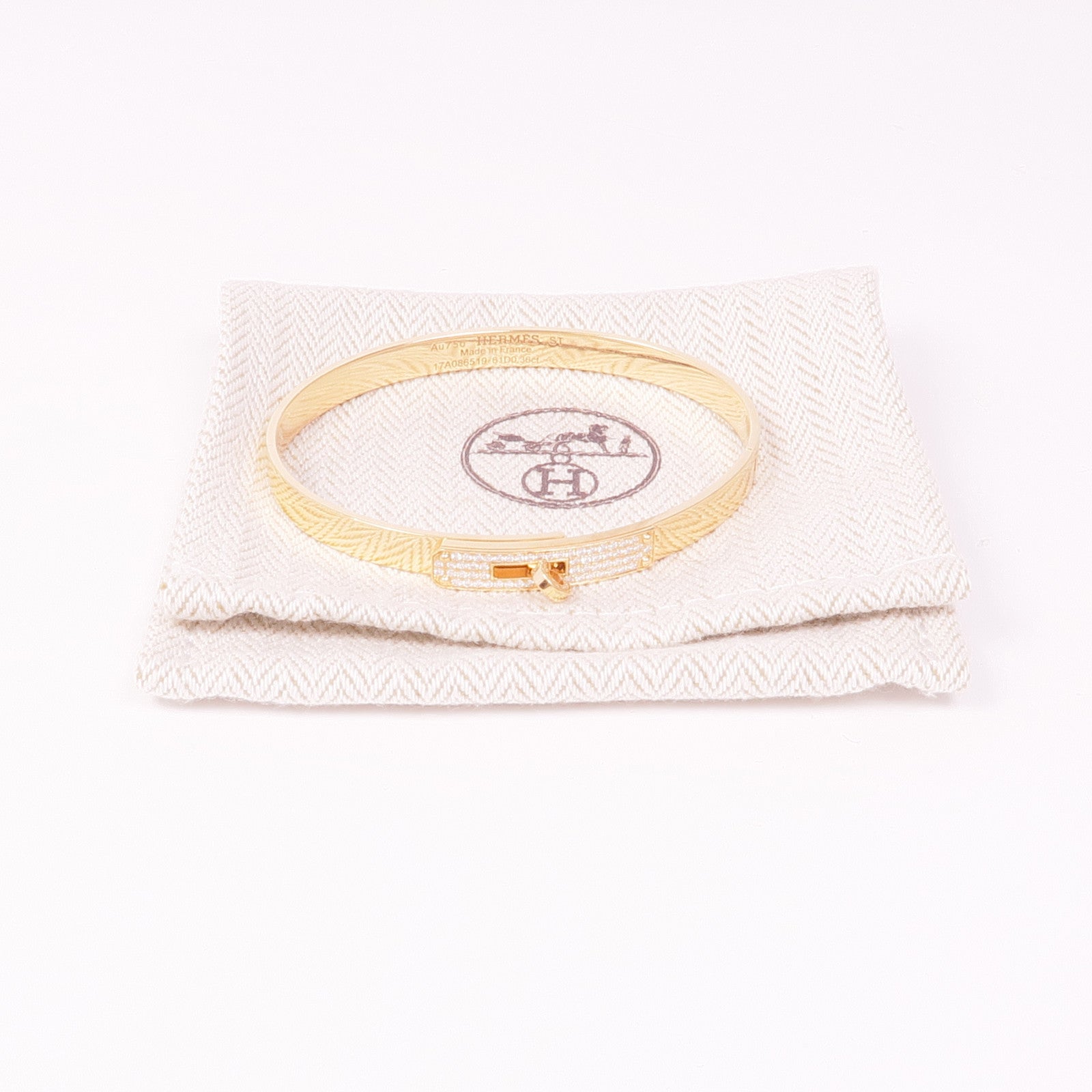 HERMES 18K玫瑰金Kelly Diamond Bracelet鑽石手鐲