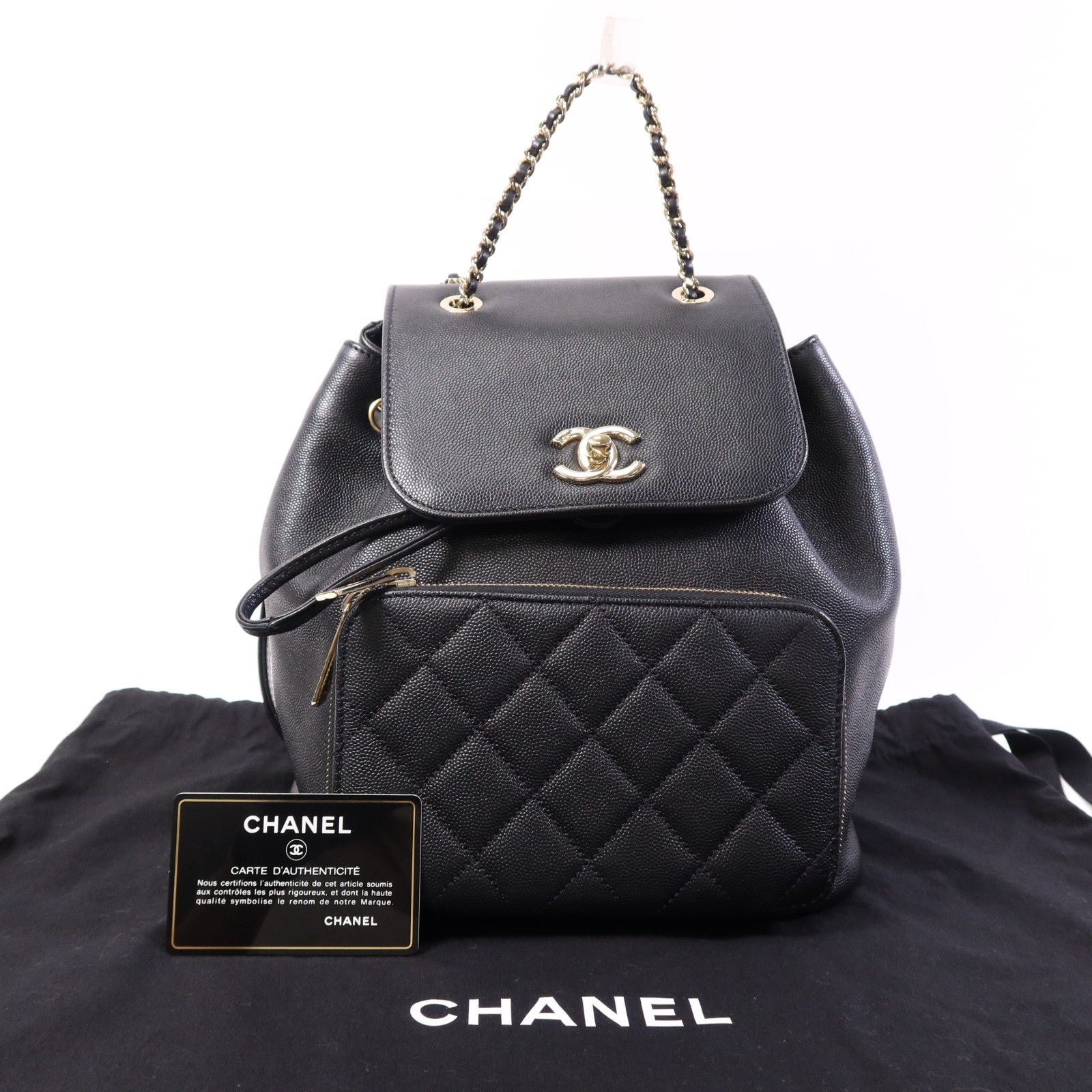 CHANEL 牛皮皮革Affinity Backpack金扣背包