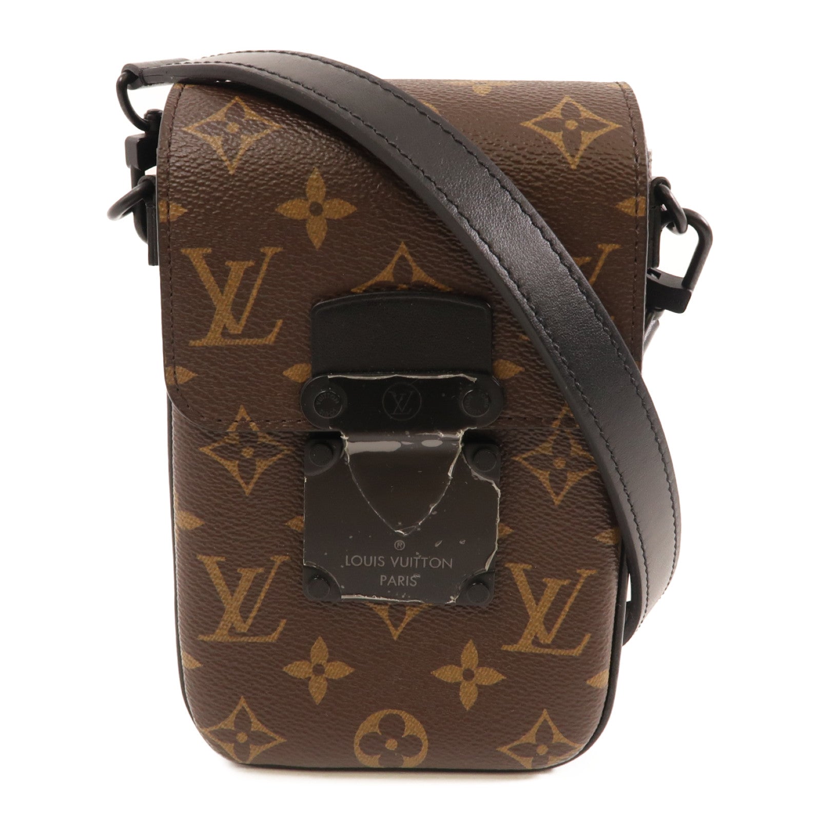 LOUIS VUITTON Monogram S-Lock Vertical肩背袋啡色/黑色