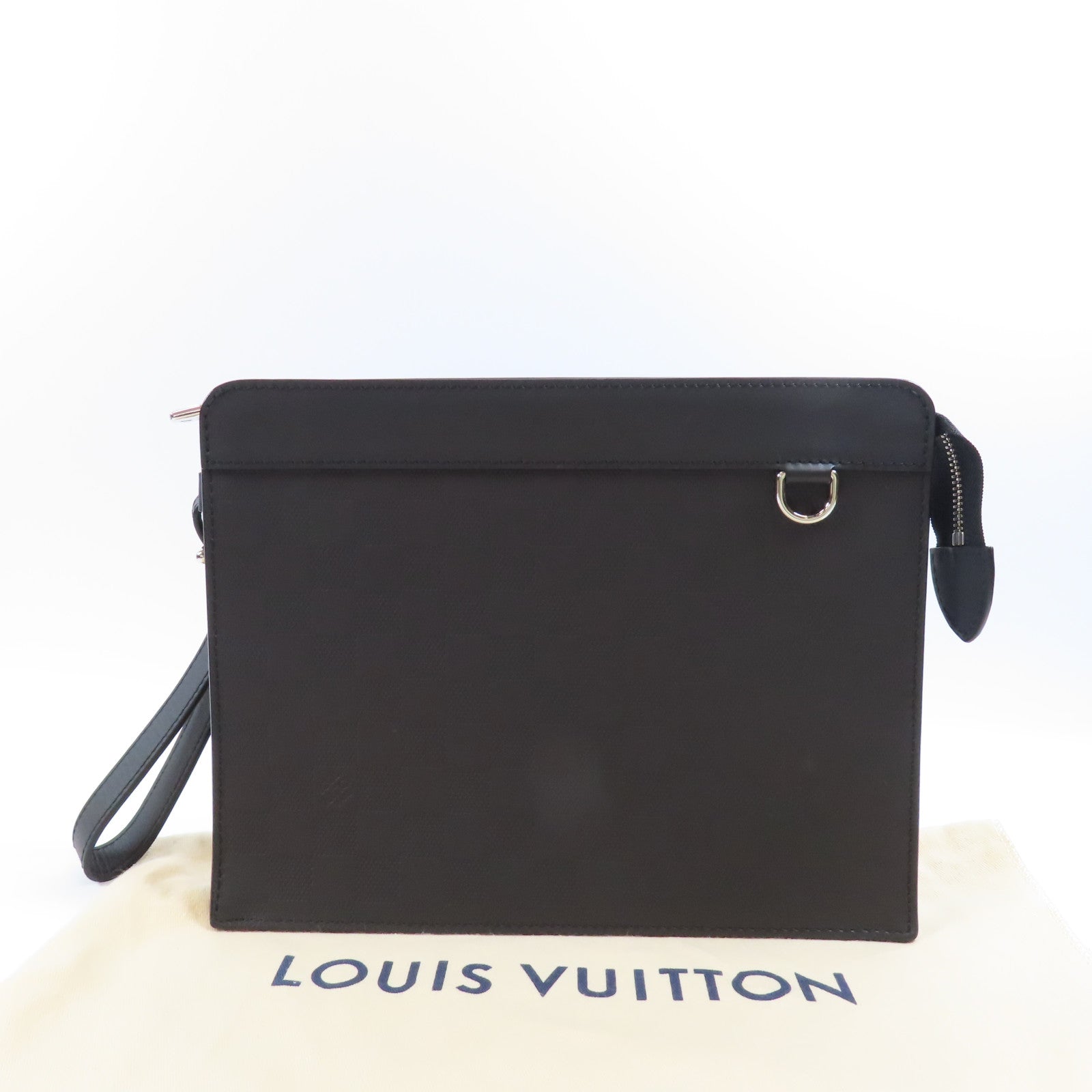 LOUIS VUITTON Damier Infini New Pouch銀扣手拿包黑色