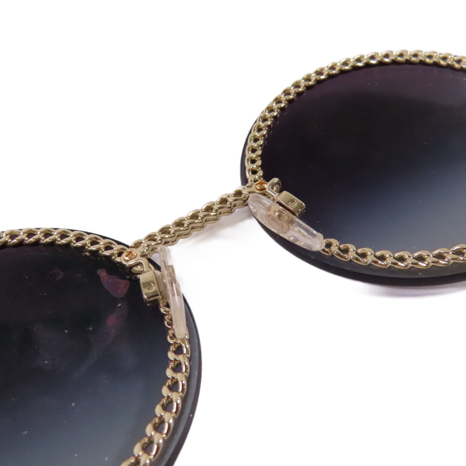 CHANEL 金屬/PVC/仿珍珠Sunglasses with Strap太陽眼鏡黑色