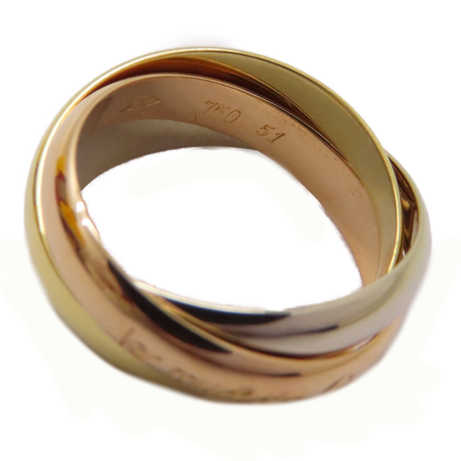 CARTIER 18K黃金/白金/玫瑰金Trinity戒指US#5.75/Cartier#51