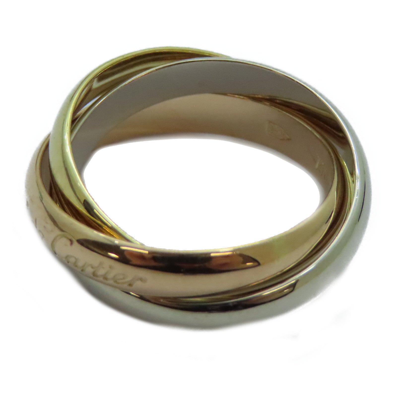 CARTIER 18K黃金/白金/玫瑰金Trinity戒指US#6/Cartier#52