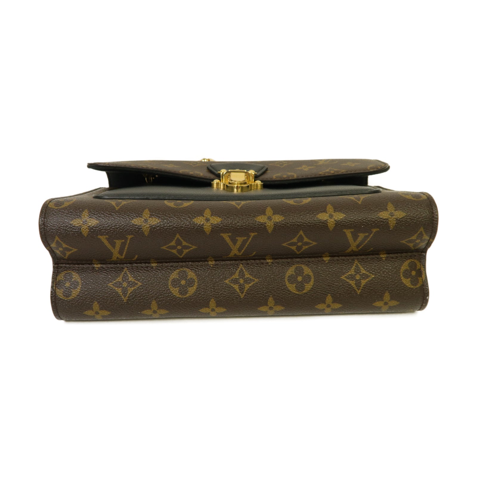 LOUIS VUITTON Monogram Victoire金扣鏈帶肩背袋棕色/黒色