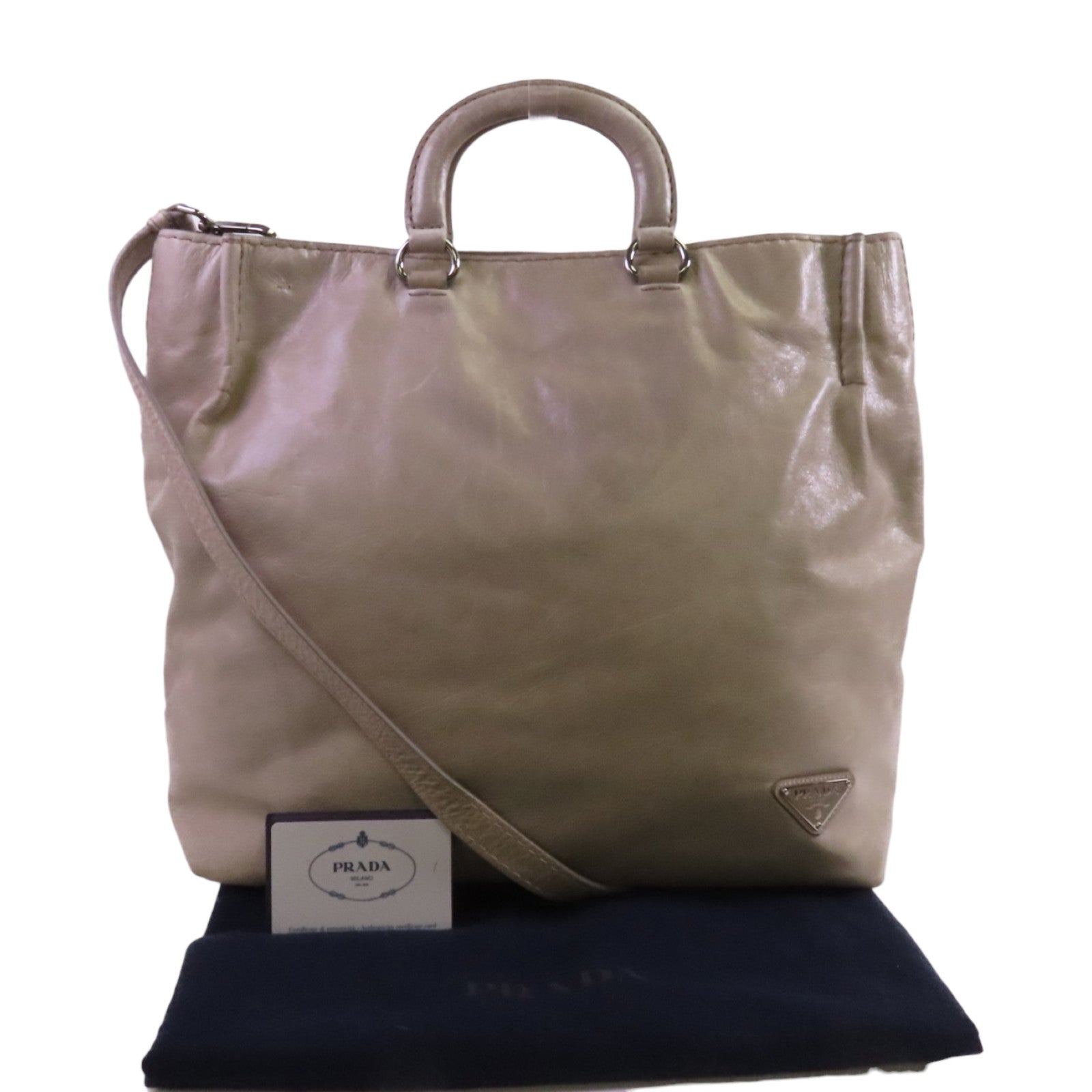 PRADA 牛皮皮革Tote Bag金扣手挽肩背兩用袋