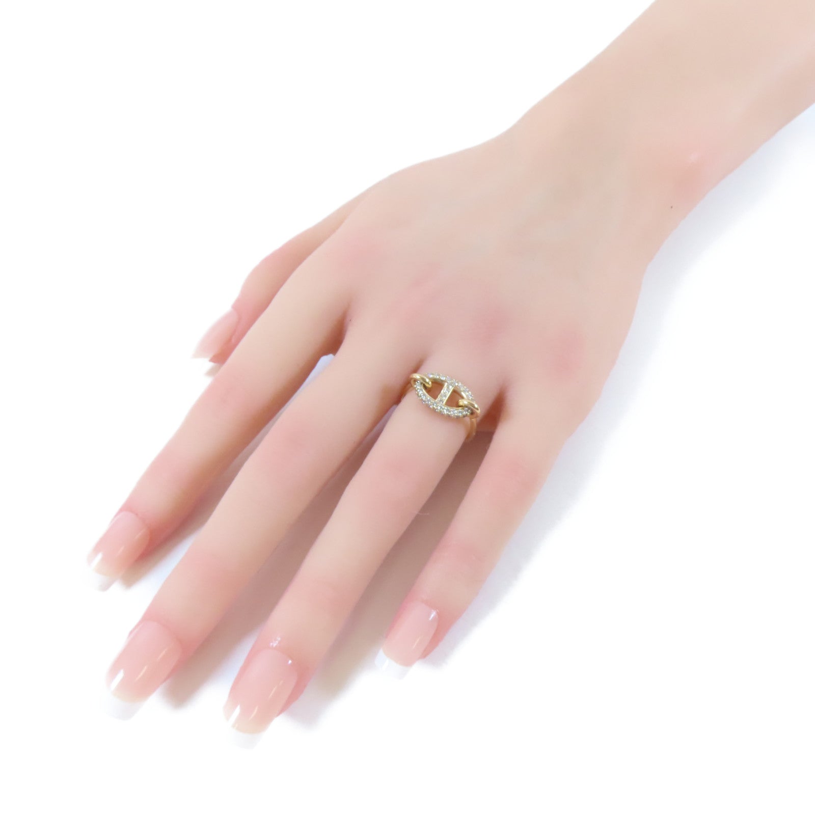 HERMES 18K玫瑰金Farandole Ring0.45ct鑽石戒指Hermes#51/US#5.75