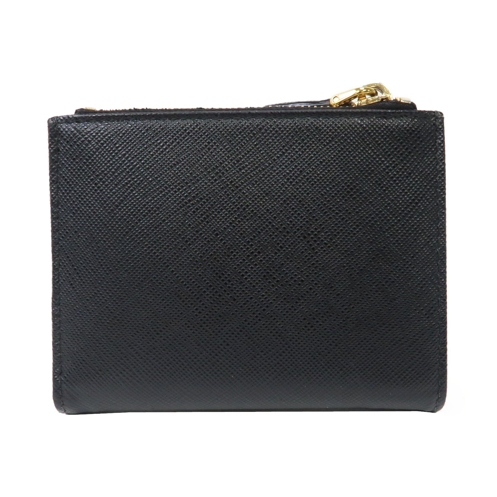 PRADA 牛皮皮革Saffiano Wallet金扣錢包黑色