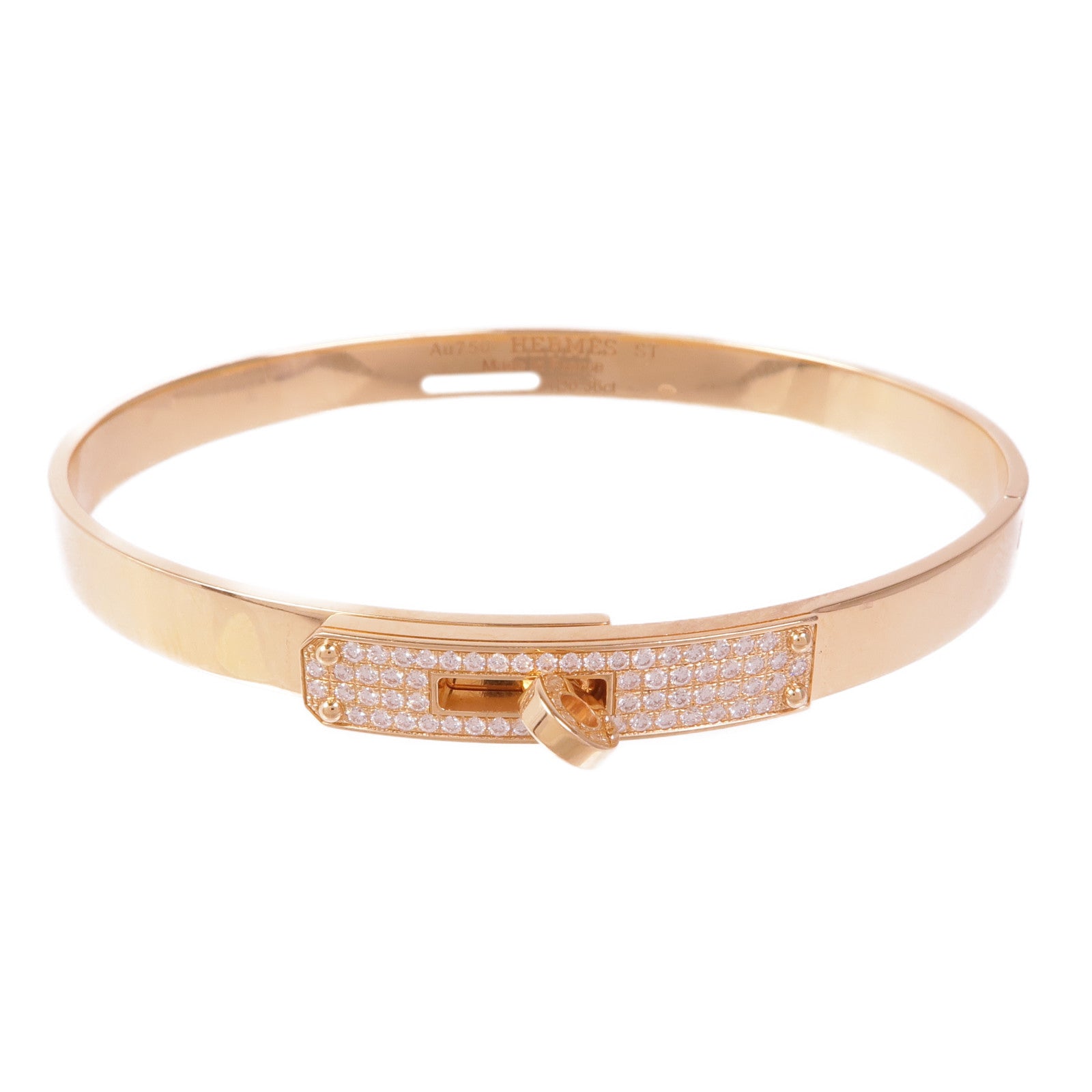 HERMES 18K玫瑰金Kelly Diamond Bracelet鑽石手鐲