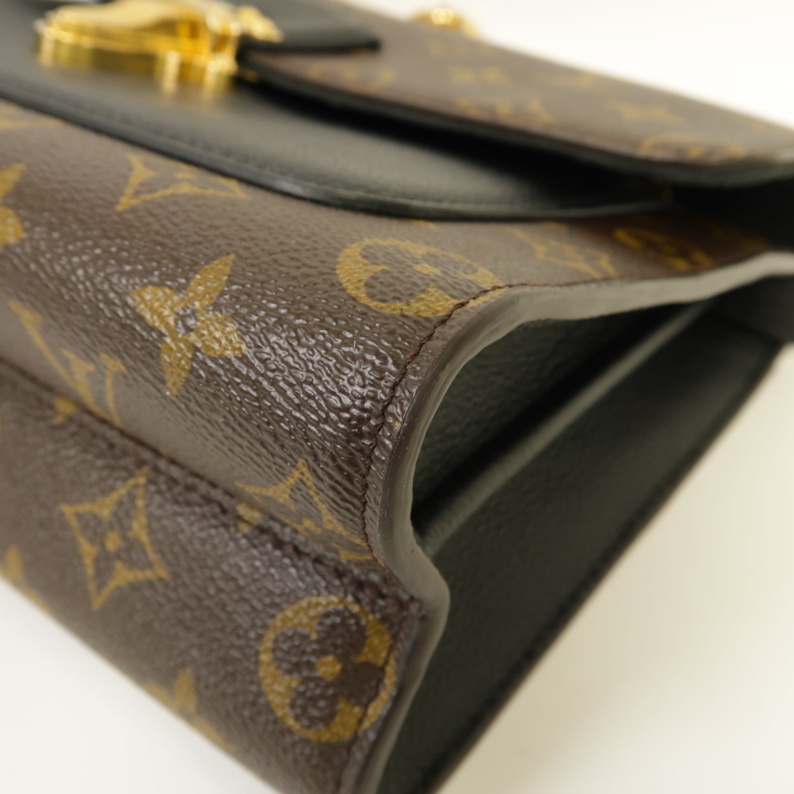 LOUIS VUITTON Monogram Victoire金扣鏈帶肩背袋棕色/黒色