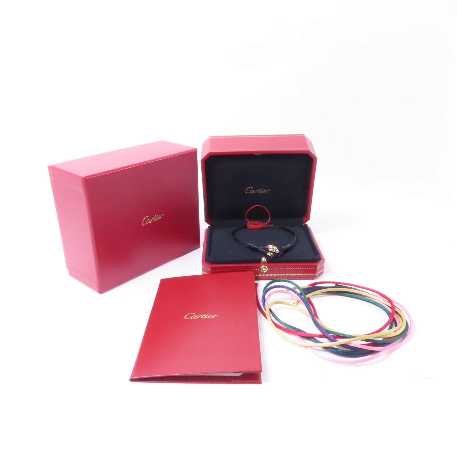 CARTIER 絲質/18K黄金/玫瑰金/白金Trinity Bracelet手鏈