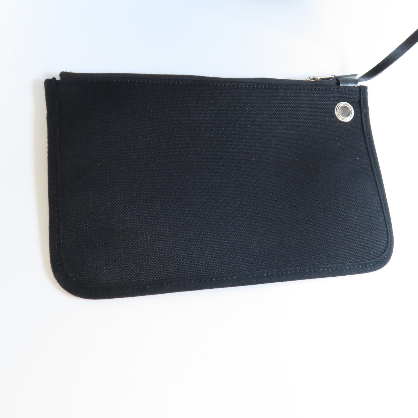 HERMES 皮革/帆布Herbag PM銀扣手挽肩背兩用袋Noir黑色