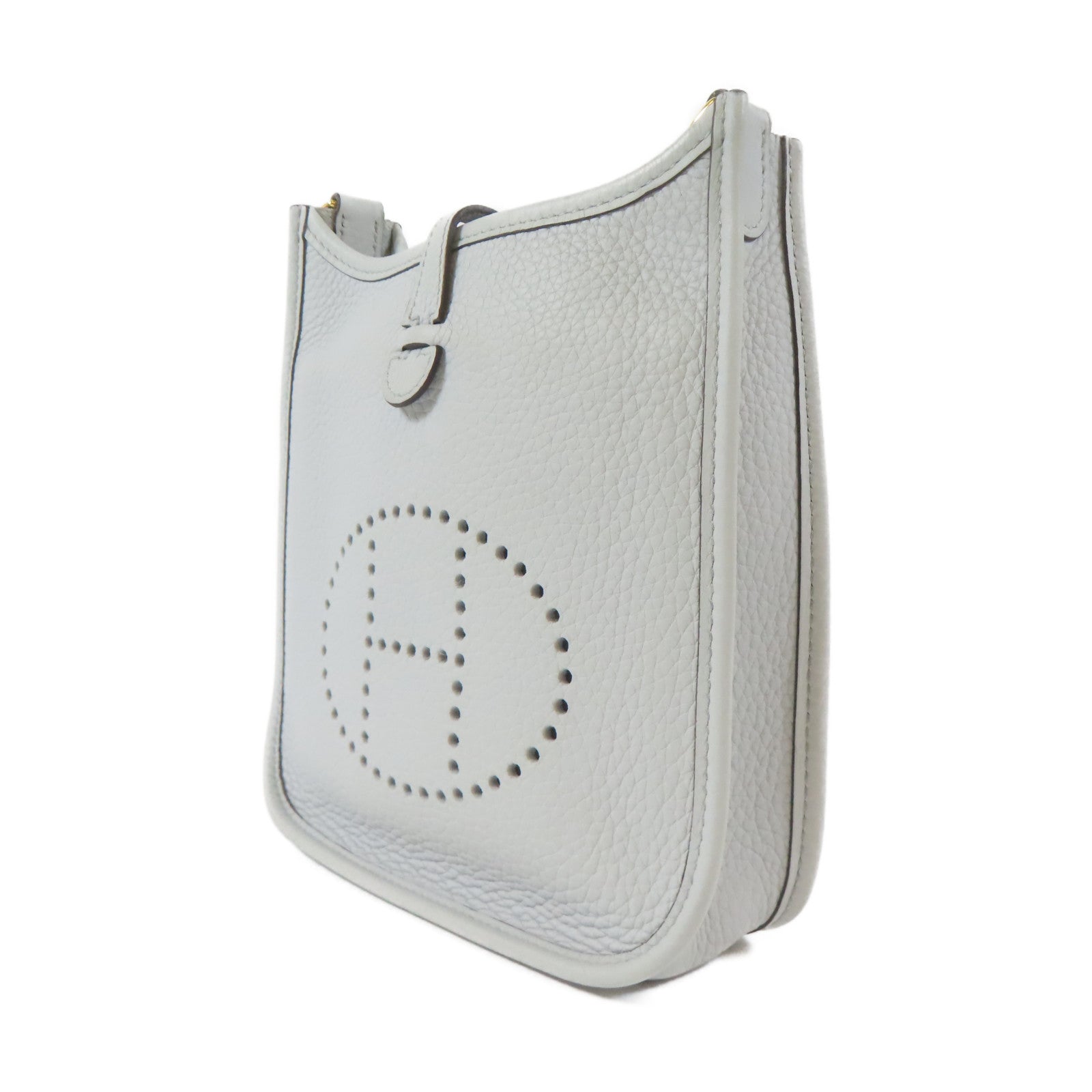 HERMES Clemence皮革Evelyne TPM金扣肩背袋Bleu Azur/藍色