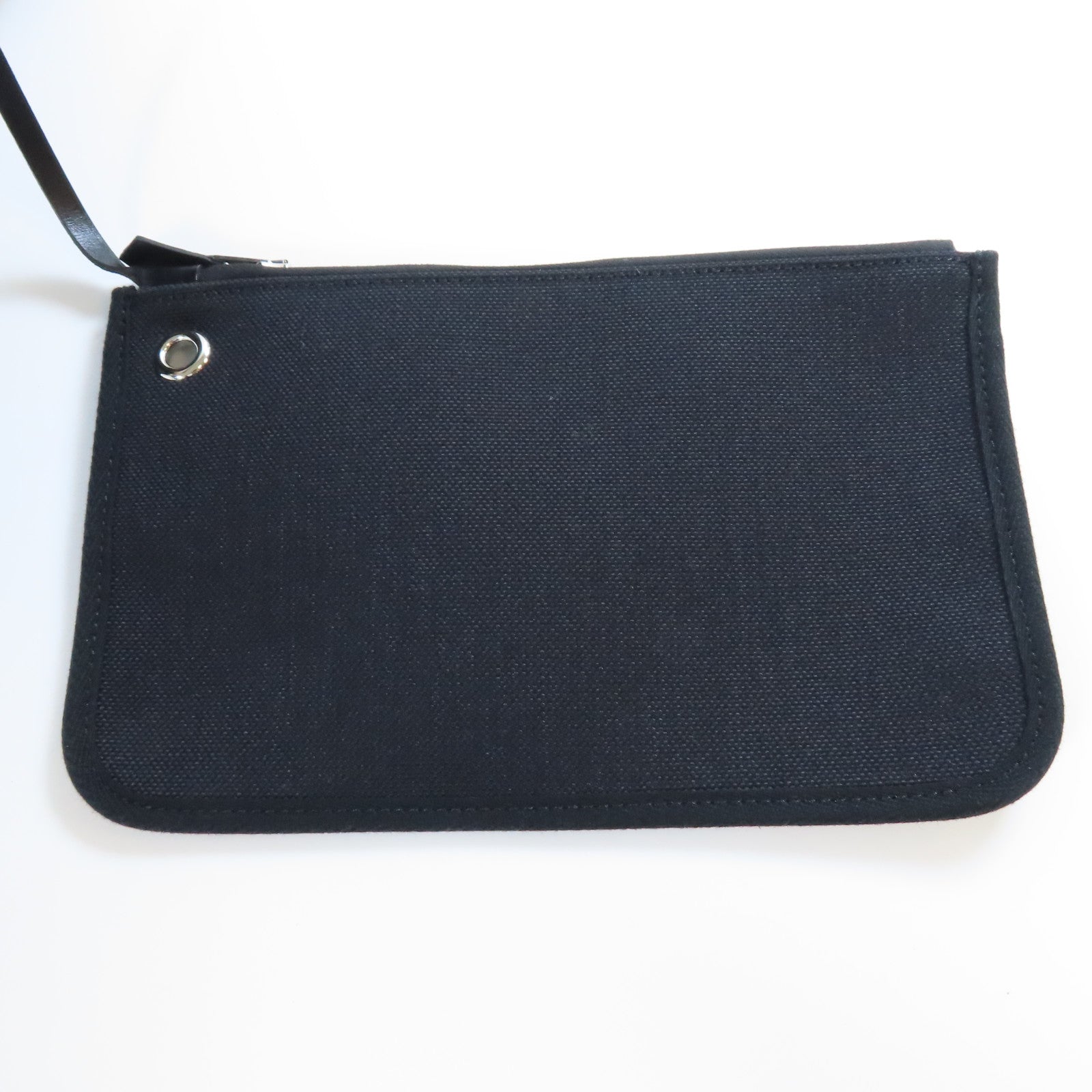 HERMES 皮革/帆布Herbag PM銀扣手挽肩背兩用袋Noir黑色