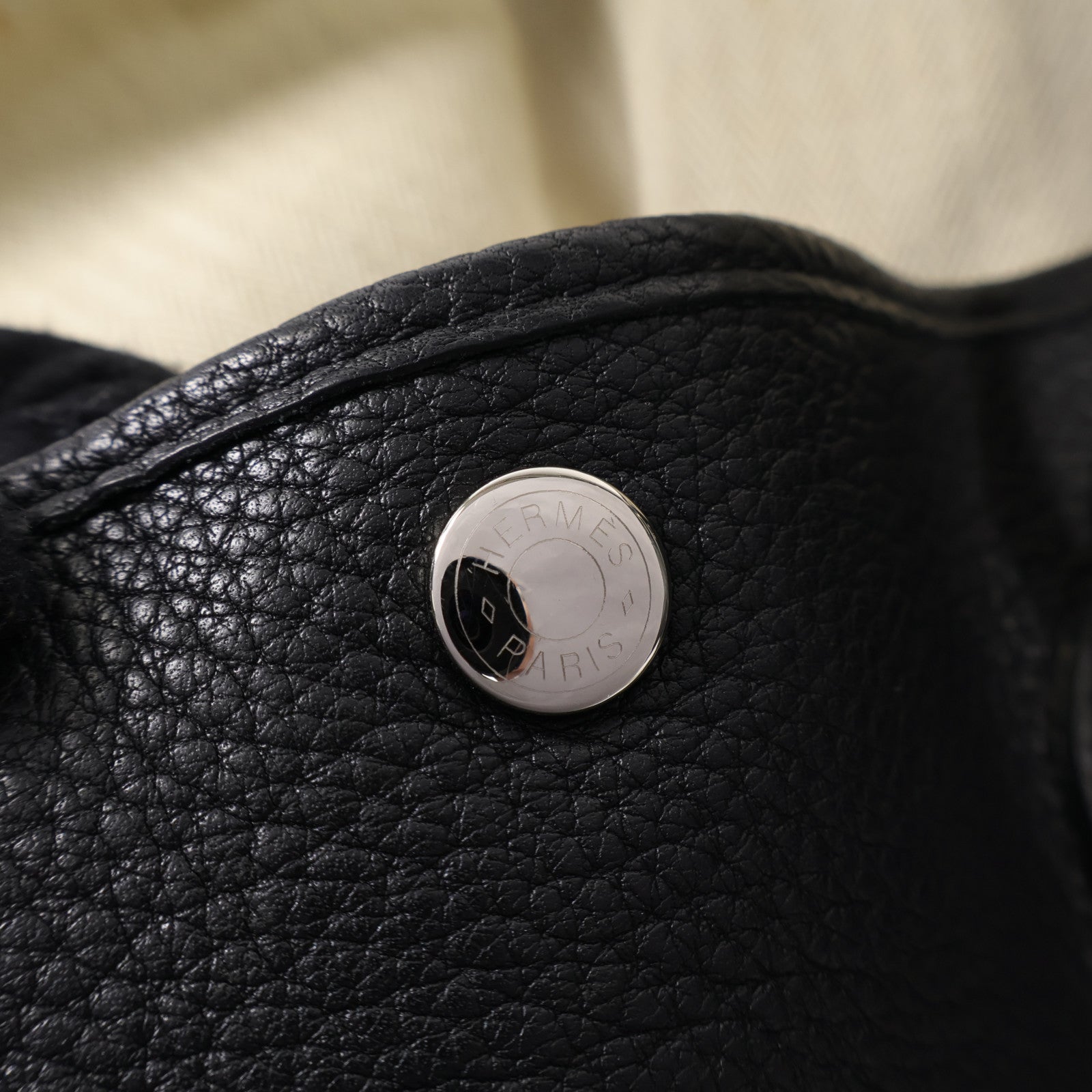 HERMES Negonda皮革GardenParty PM銀扣手挽袋Noir