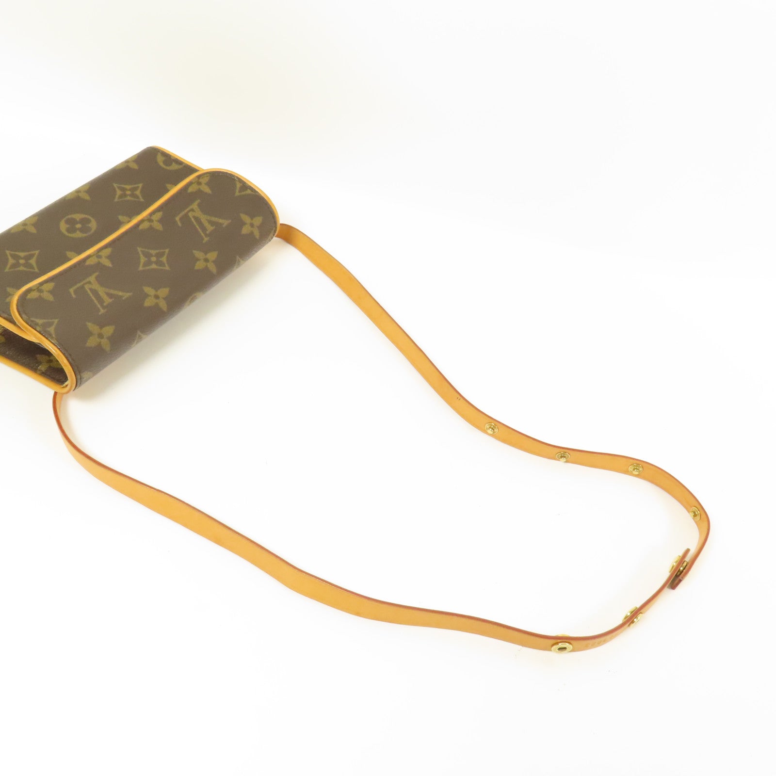 LOUIS VUITTON Monogram Pochette Florentine金扣腰包棕色