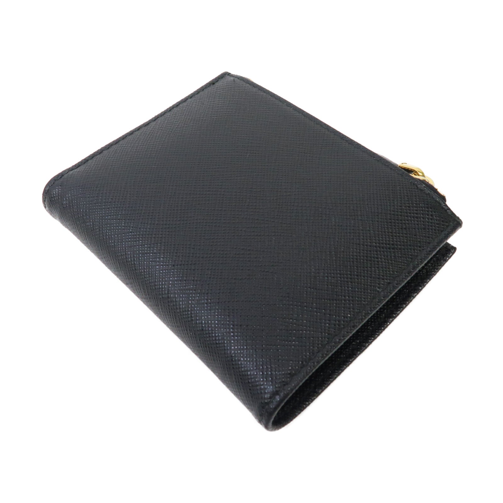 PRADA 牛皮皮革Saffiano Wallet金扣錢包黑色
