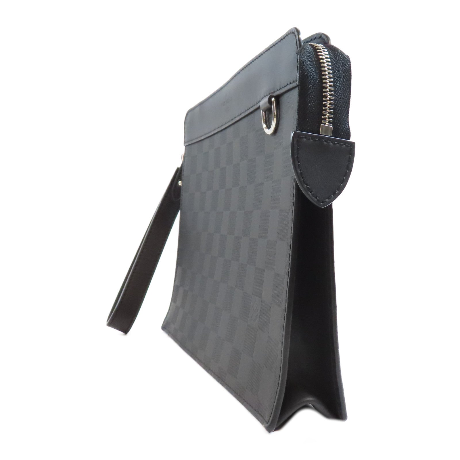 LOUIS VUITTON Damier Infini New Pouch銀扣手拿包黑色