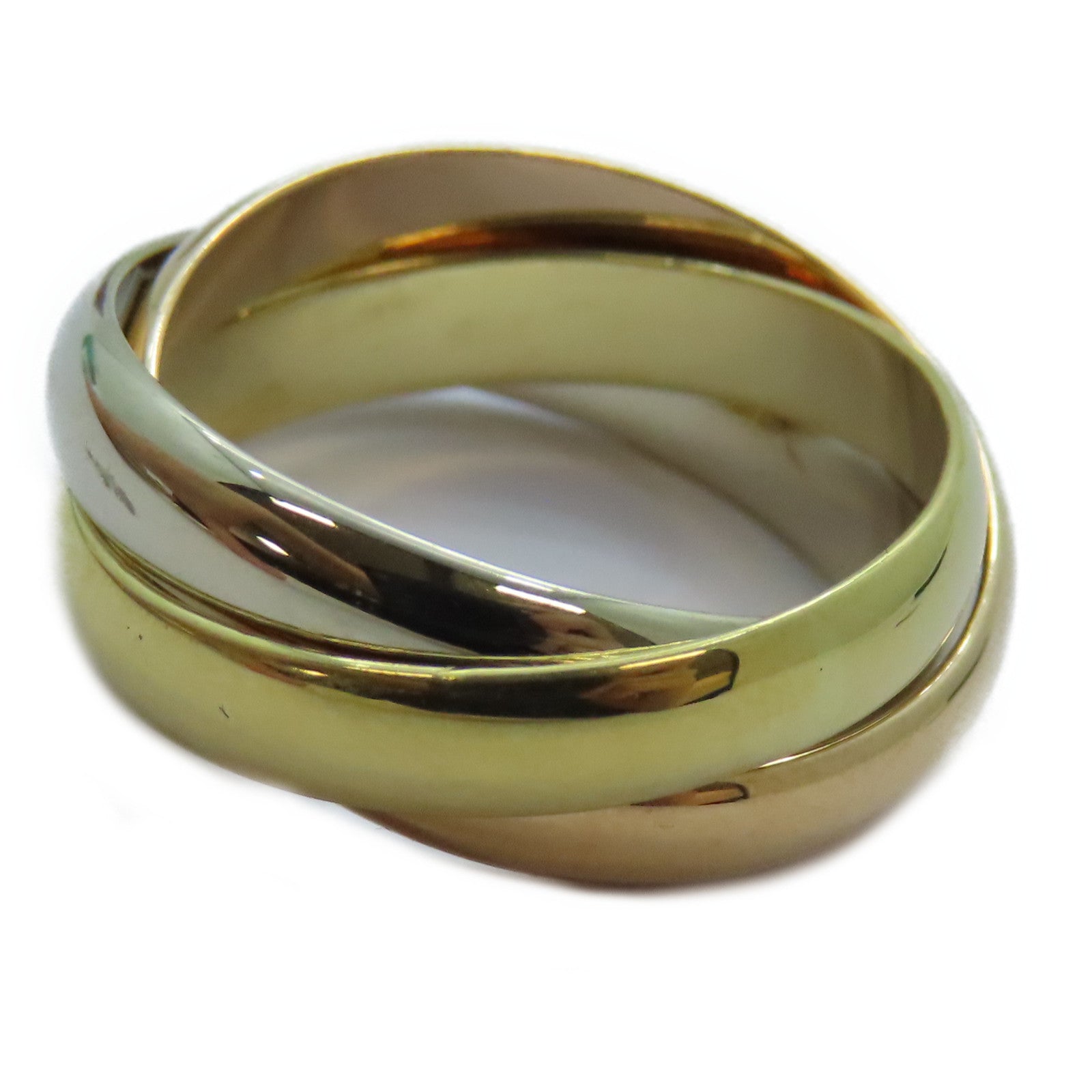 CARTIER 18K黃金/白金/玫瑰金Trinity戒指US#6/Cartier#52
