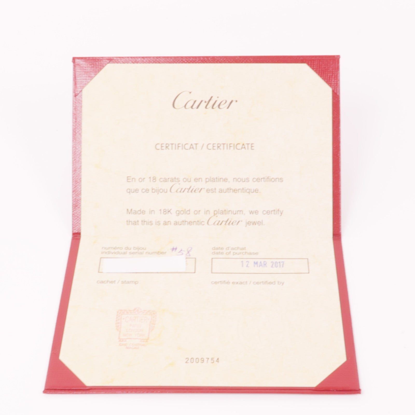 CARTIER 18K玫瑰金Love Ring戒指Cartier#58/US＃8.25