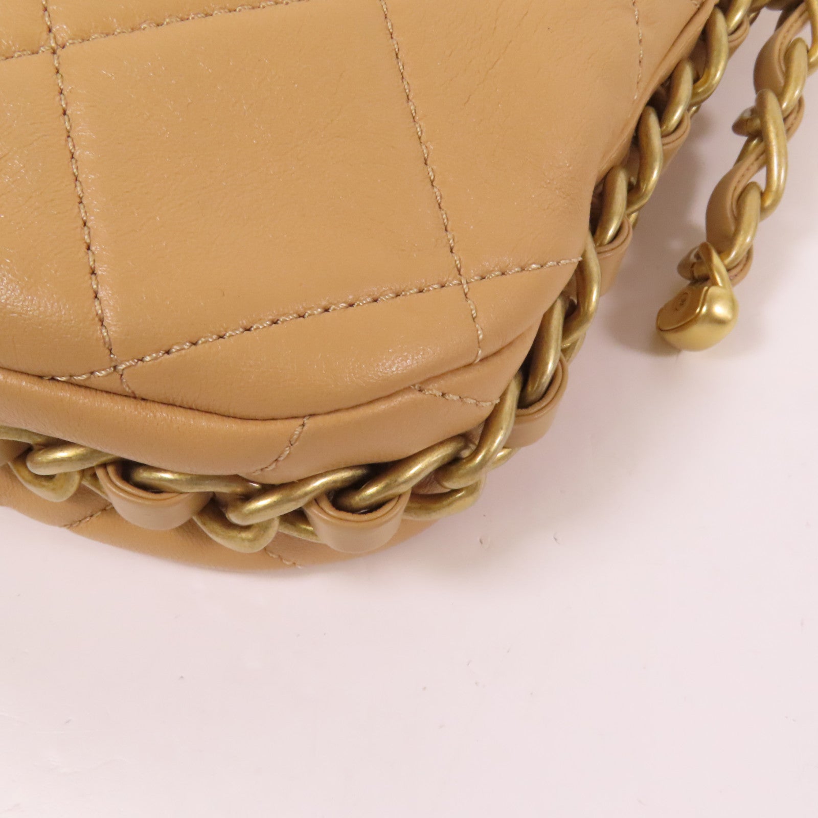 CHANEL 牛皮皮革Chain Shoulder金扣鏈帶肩背袋