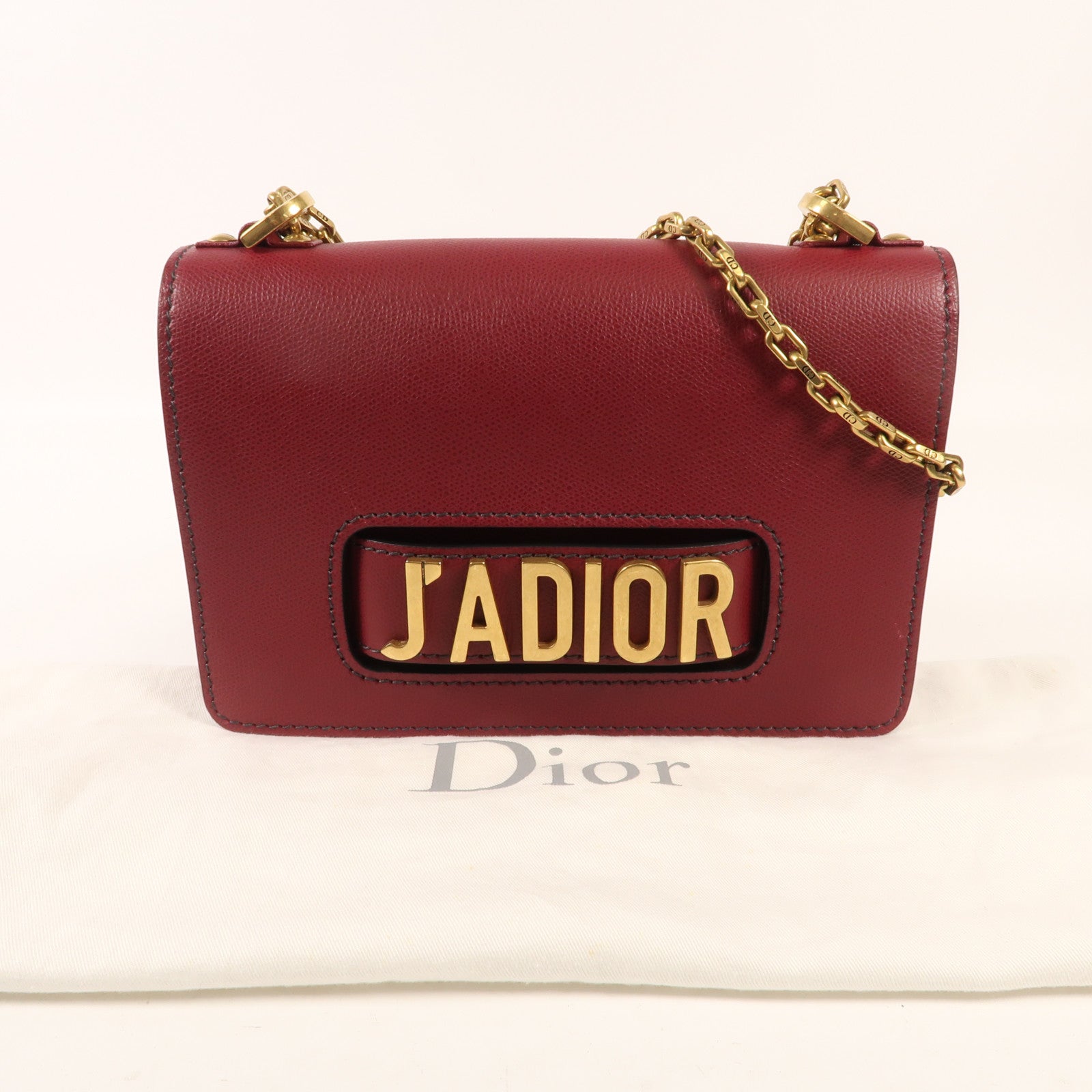 Dior 牛皮皮革J'aDior金扣鏈帶肩背袋