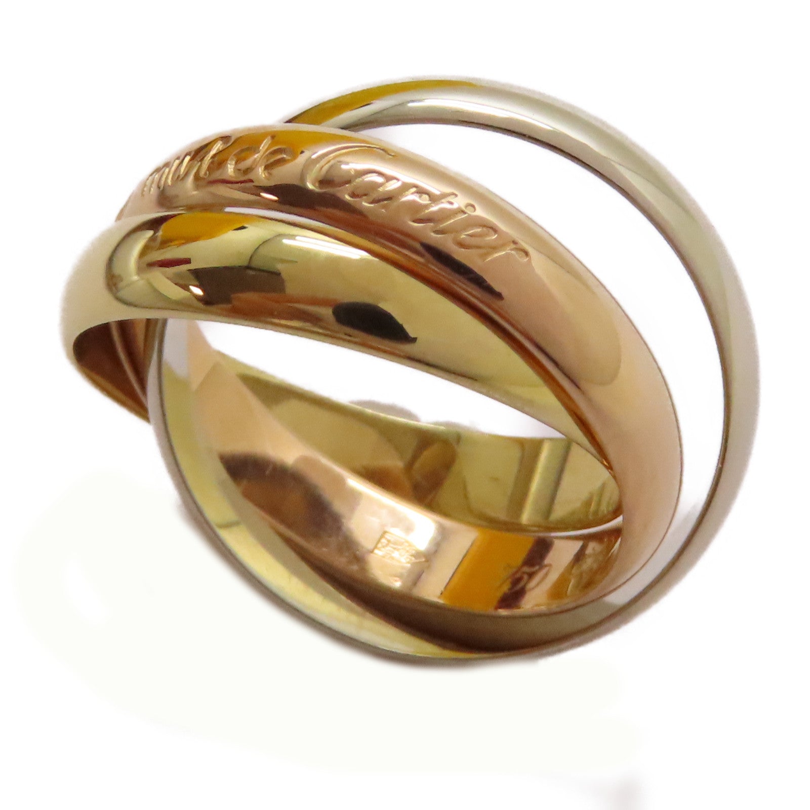 CARTIER 18K黃金/白金/玫瑰金Trinity戒指US#5.75/Cartier#51