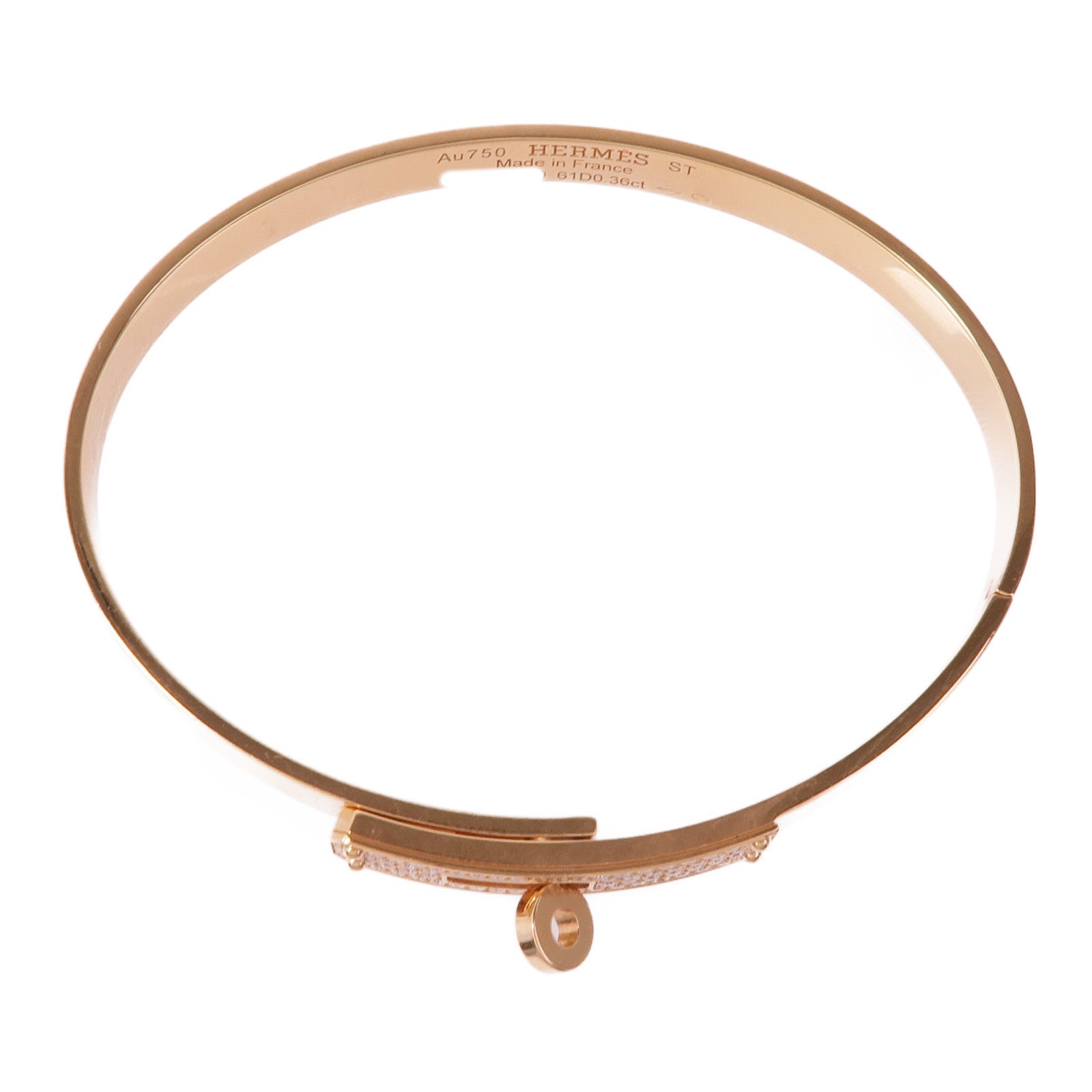 HERMES 18K玫瑰金Kelly Diamond Bracelet鑽石手鐲