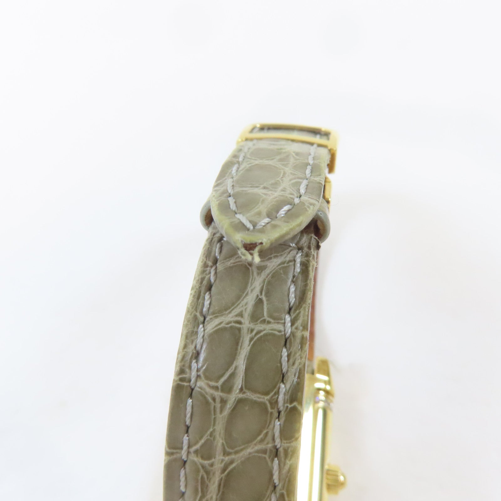 JAEGER-LECOULTRE Reverso Duetto18K黃金/鱷魚皮革手錶自動機芯銀色#15.25cm