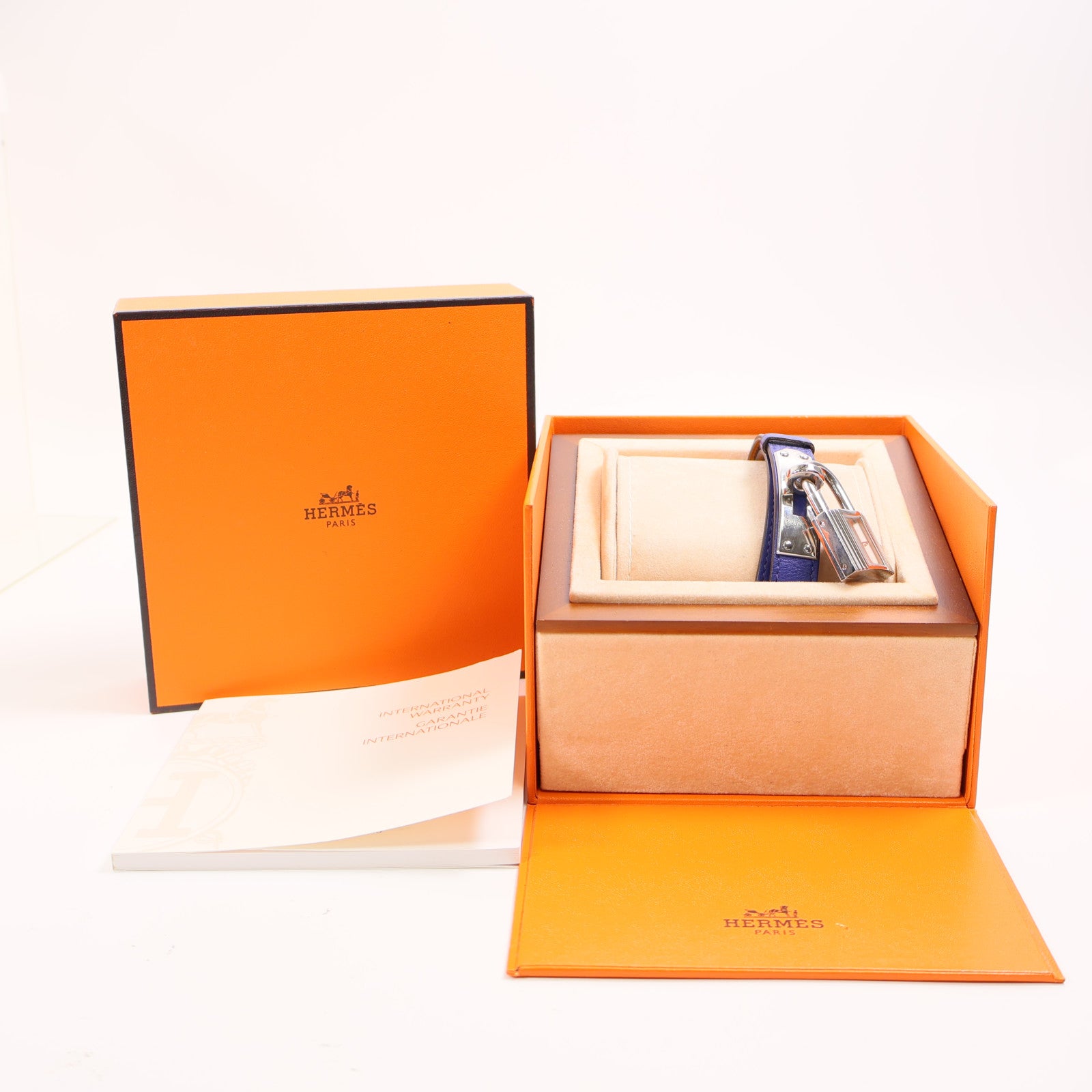 HERMES Double Kelly Quartz Watch KE1.210 Stainless Steel/Leather Bleu Electrique