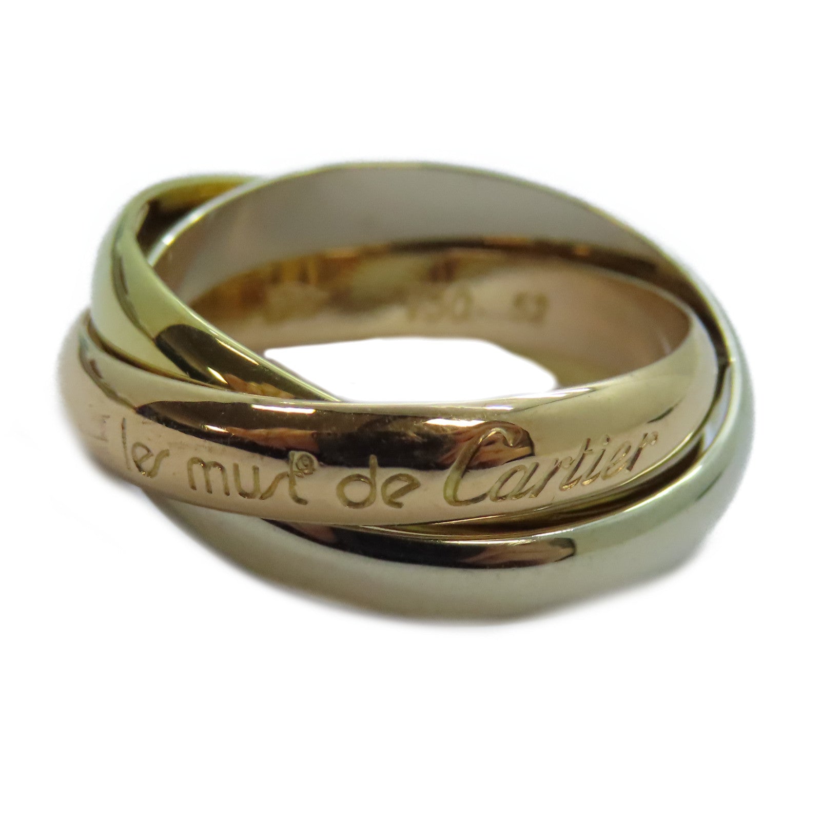 CARTIER 18K黃金/白金/玫瑰金Trinity戒指US#6/Cartier#52