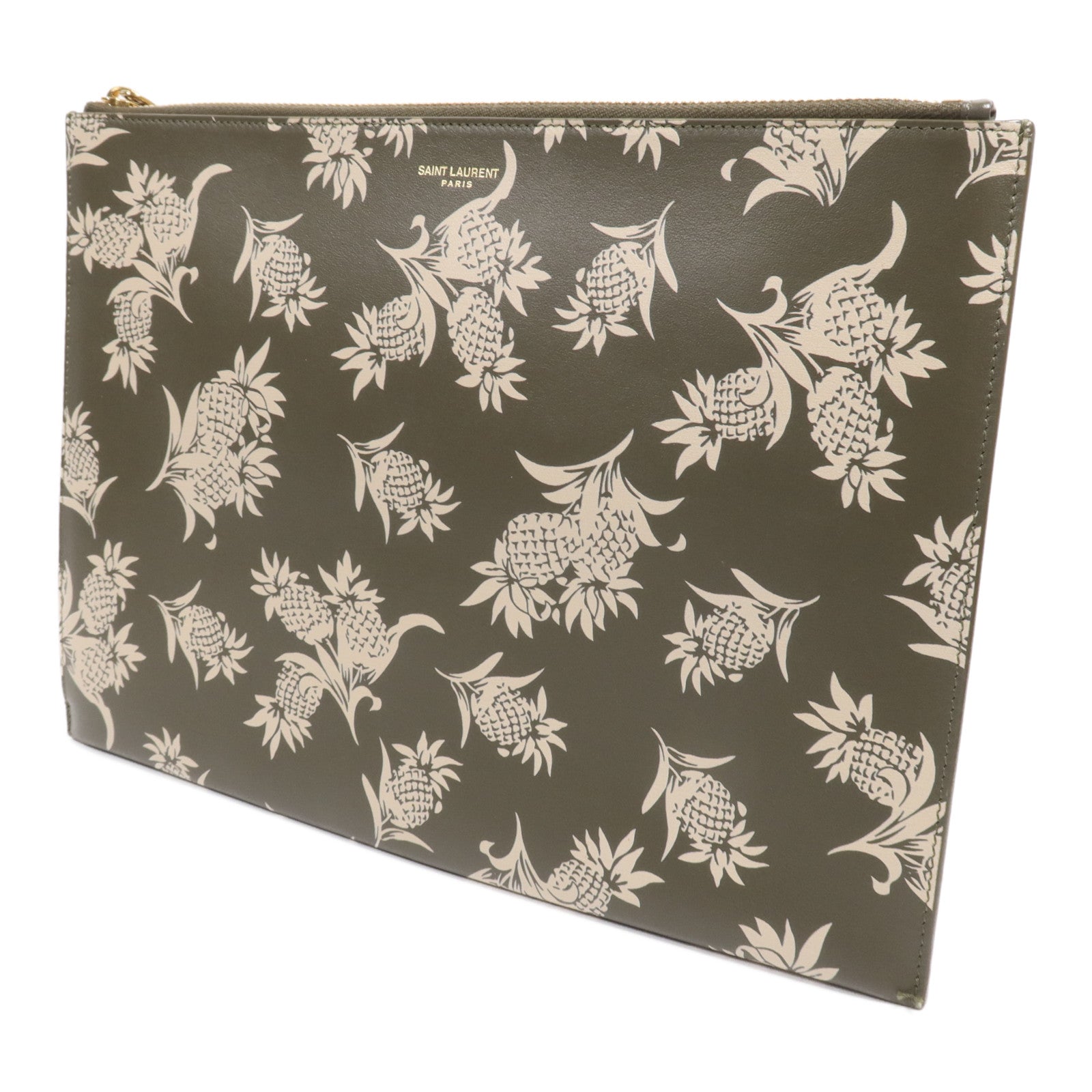 YVES SAINT LAURENT 牛皮皮革Pouch金扣手拿包