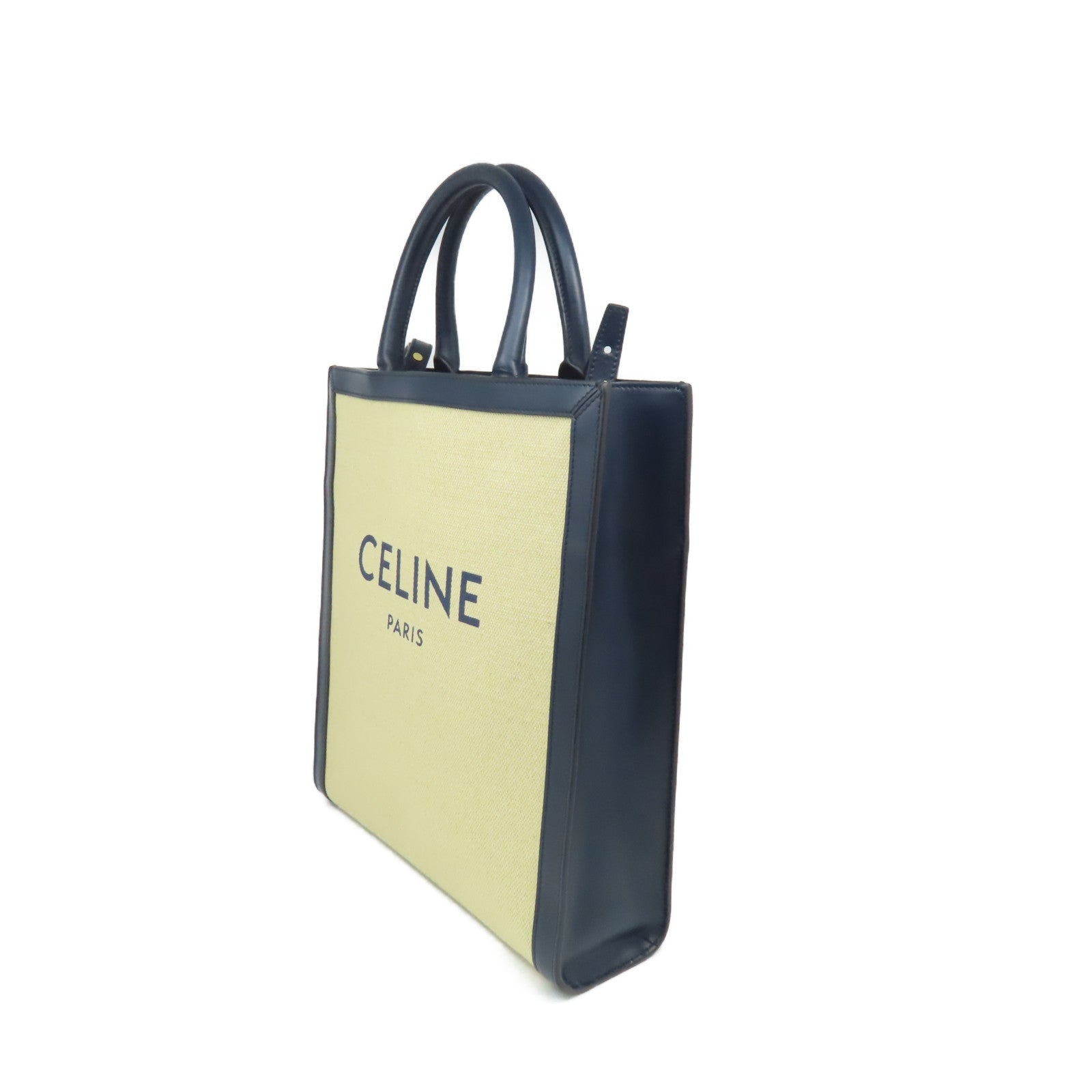 CELINE 【激減優惠】帆布/牛皮皮革Horizontal Cabas Tote 2Way Shoulder Bag手挽肩背兩用袋杏色/寶藍色