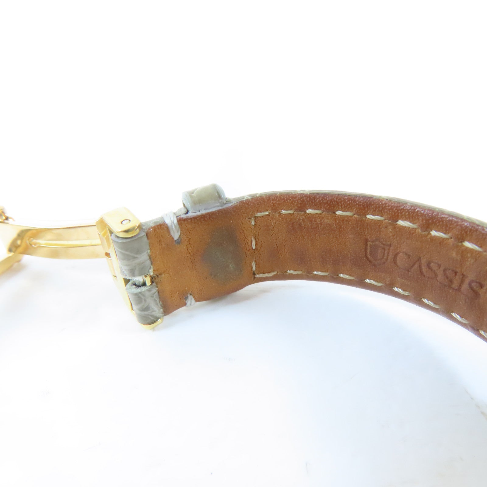 JAEGER-LECOULTRE Reverso Duetto18K黃金/鱷魚皮革手錶自動機芯銀色#15.25cm