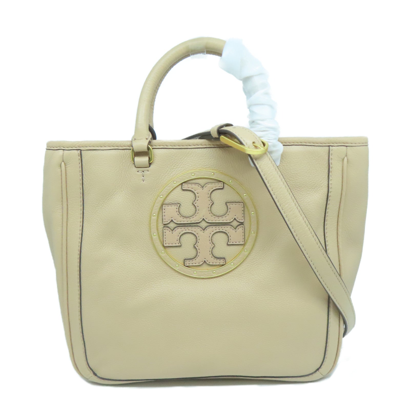 Tory Burch 【激減優惠】牛皮皮革2 Way Shoulder Bag金扣手挽肩背兩用袋米色