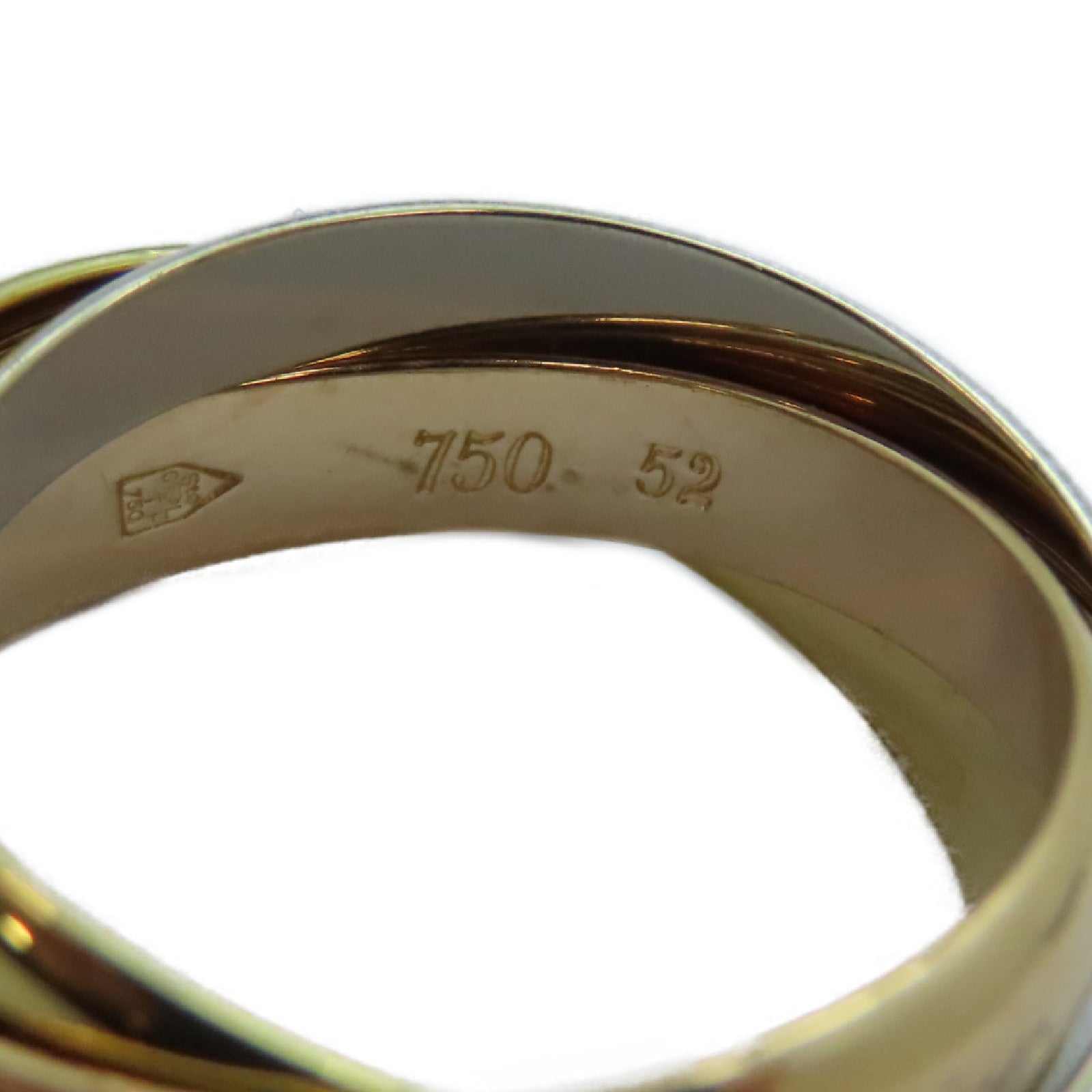 CARTIER 18K黃金/白金/玫瑰金Trinity戒指US#6/Cartier#52