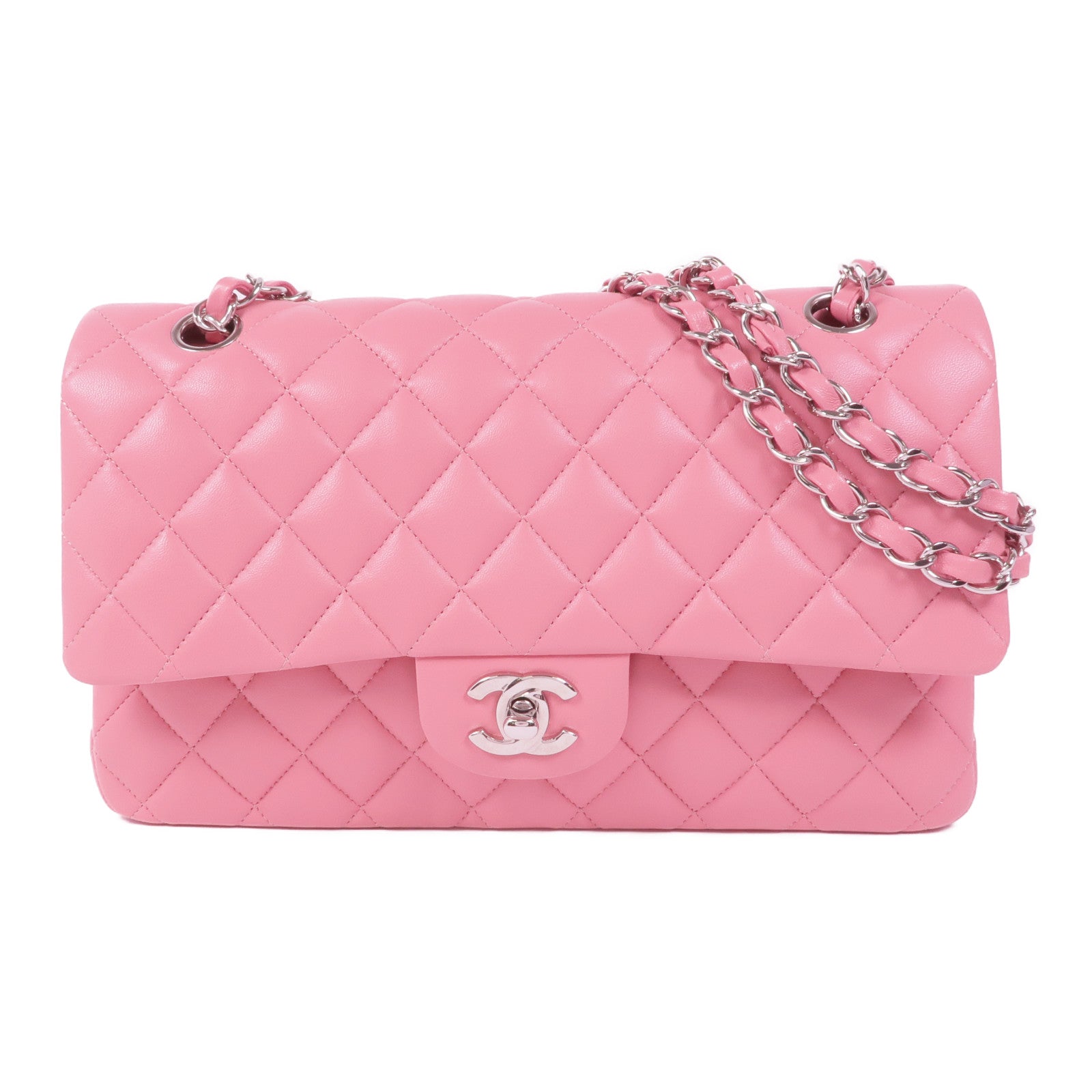 CHANEL 羊皮皮革Classic 25銀扣鏈帶肩背袋